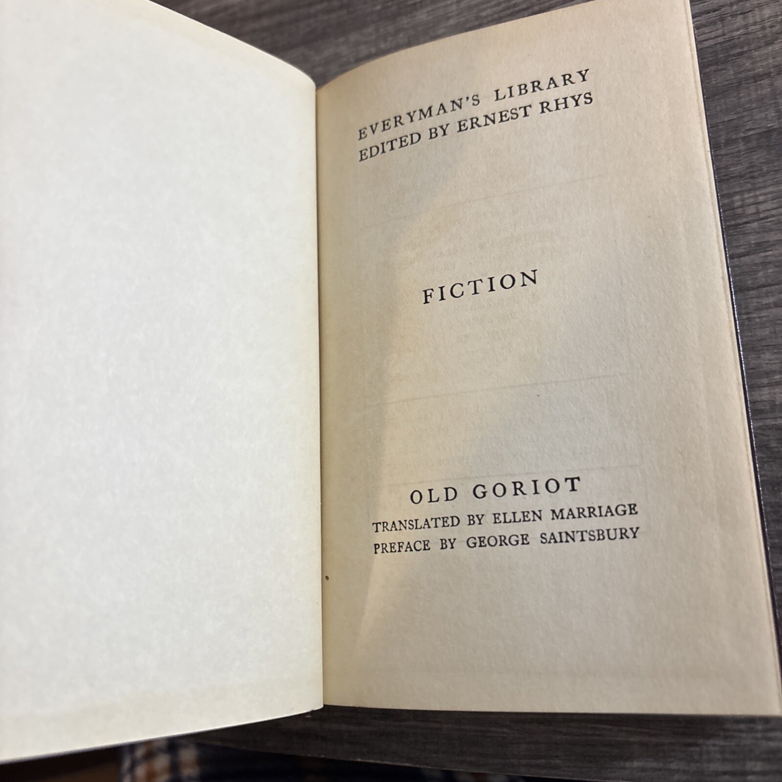 Old Goriot By Honore de Balzac J. M. Dent & Sons Ltd. 1922 Reprint