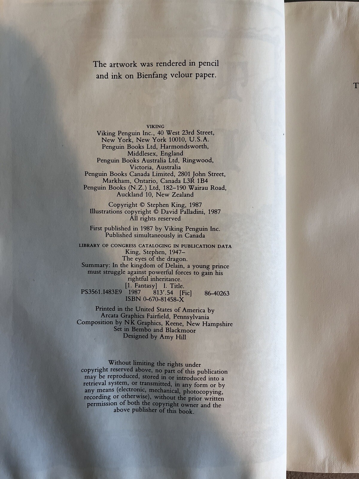 The Eyes of the Dragon by Stephen King (1987, Hardcover)