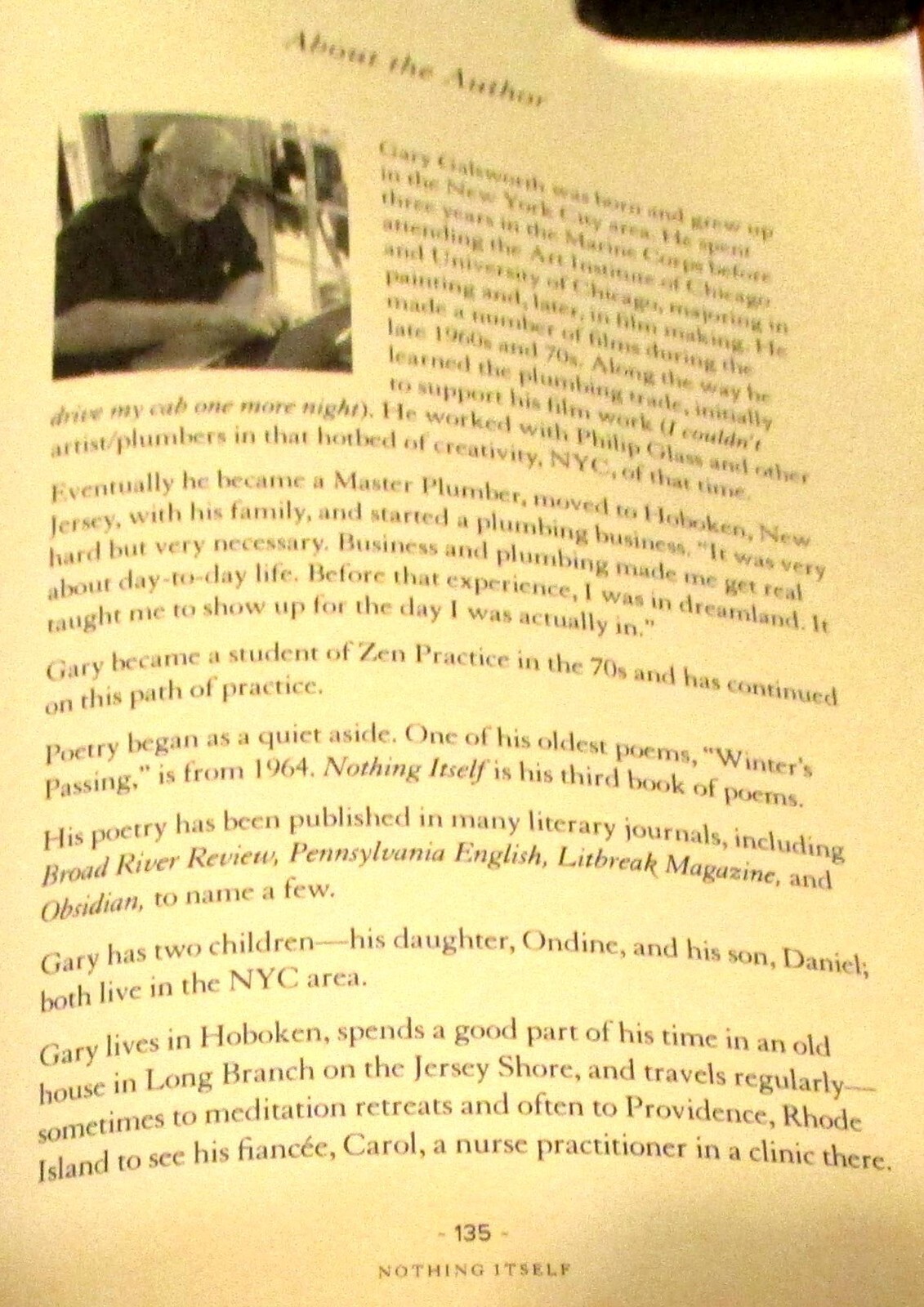 2019 Nothing Itself Poems by Gary Galsworth SIGNED Softcover Book 135 Pages
