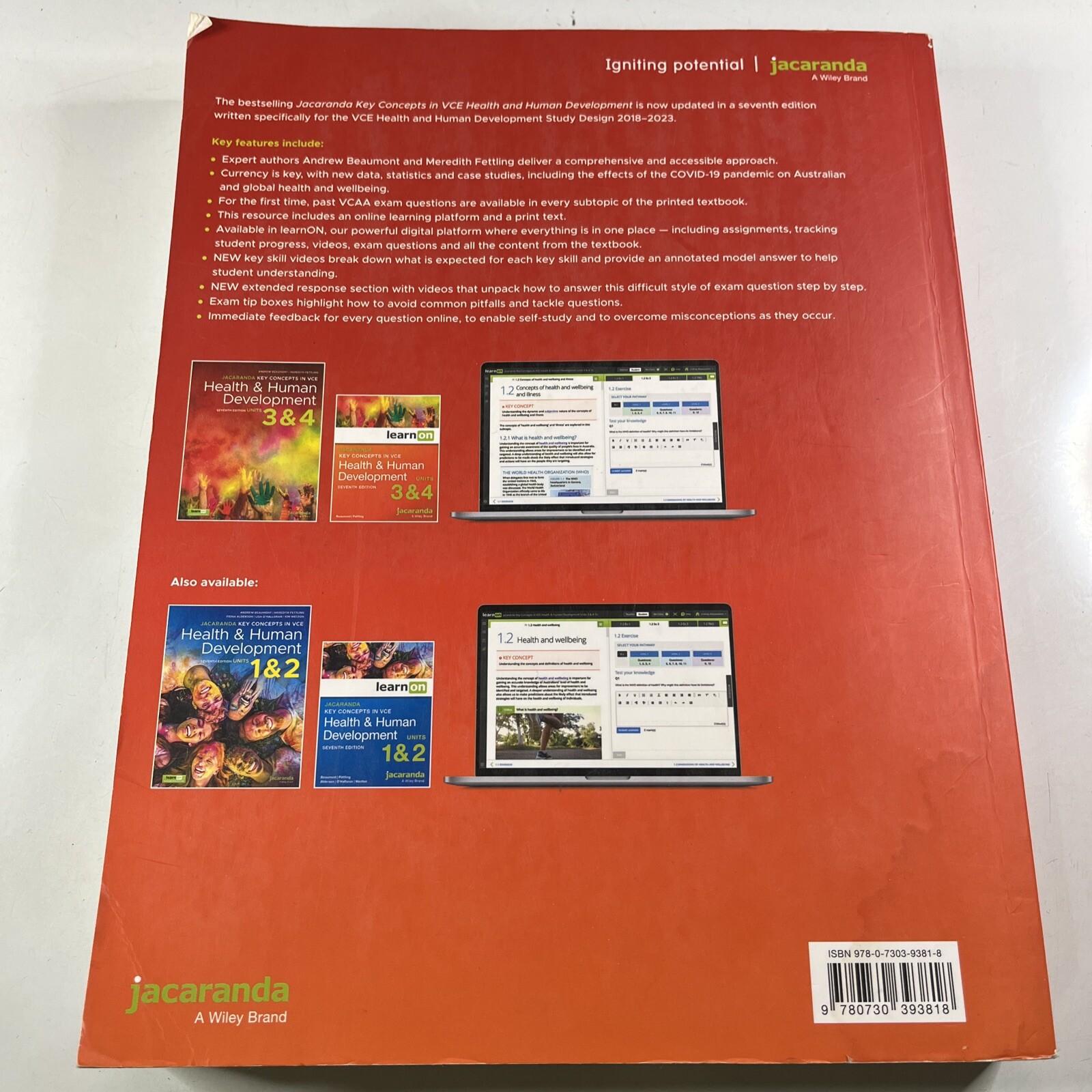 Jacaranda Health & Human Development Key Concepts in VCE Units 3 & 4 7th Edition