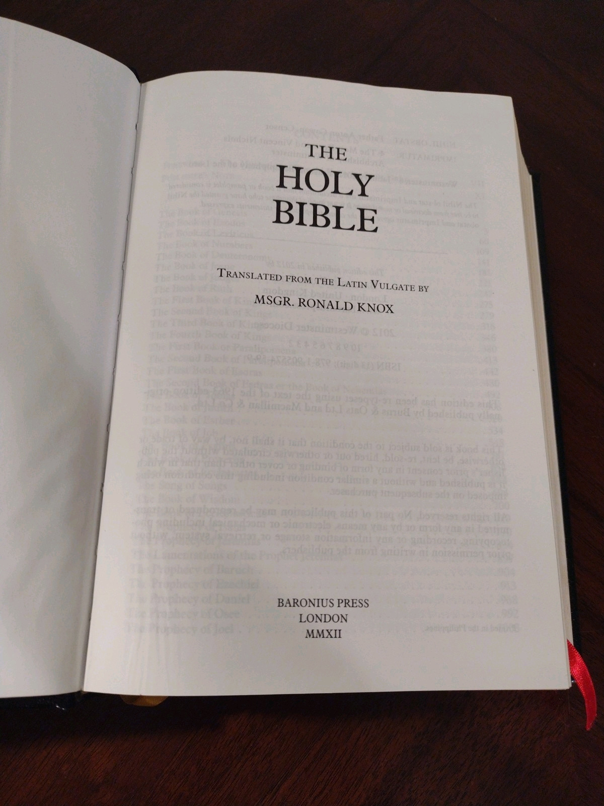THE HOLY BIBLE, KNOX VERSION, MSGR RONALD KNOX, 2012, Baronius Press Hardcover