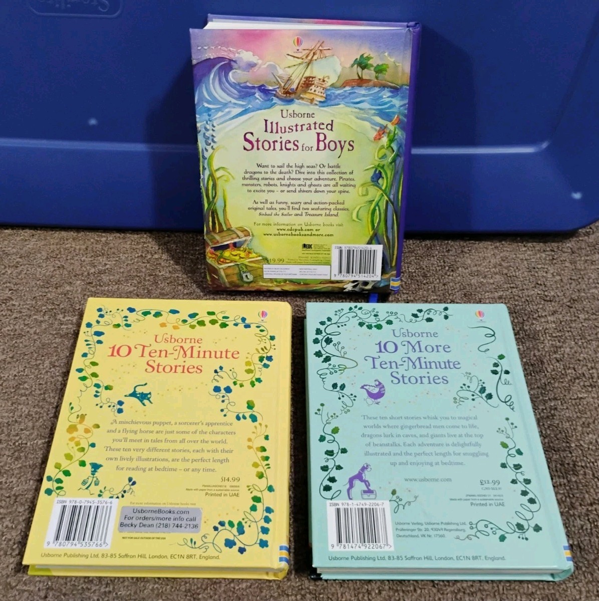 Usborne Hardcover Book Lot: Illustrated Stories For Boys 10 Minute Stories