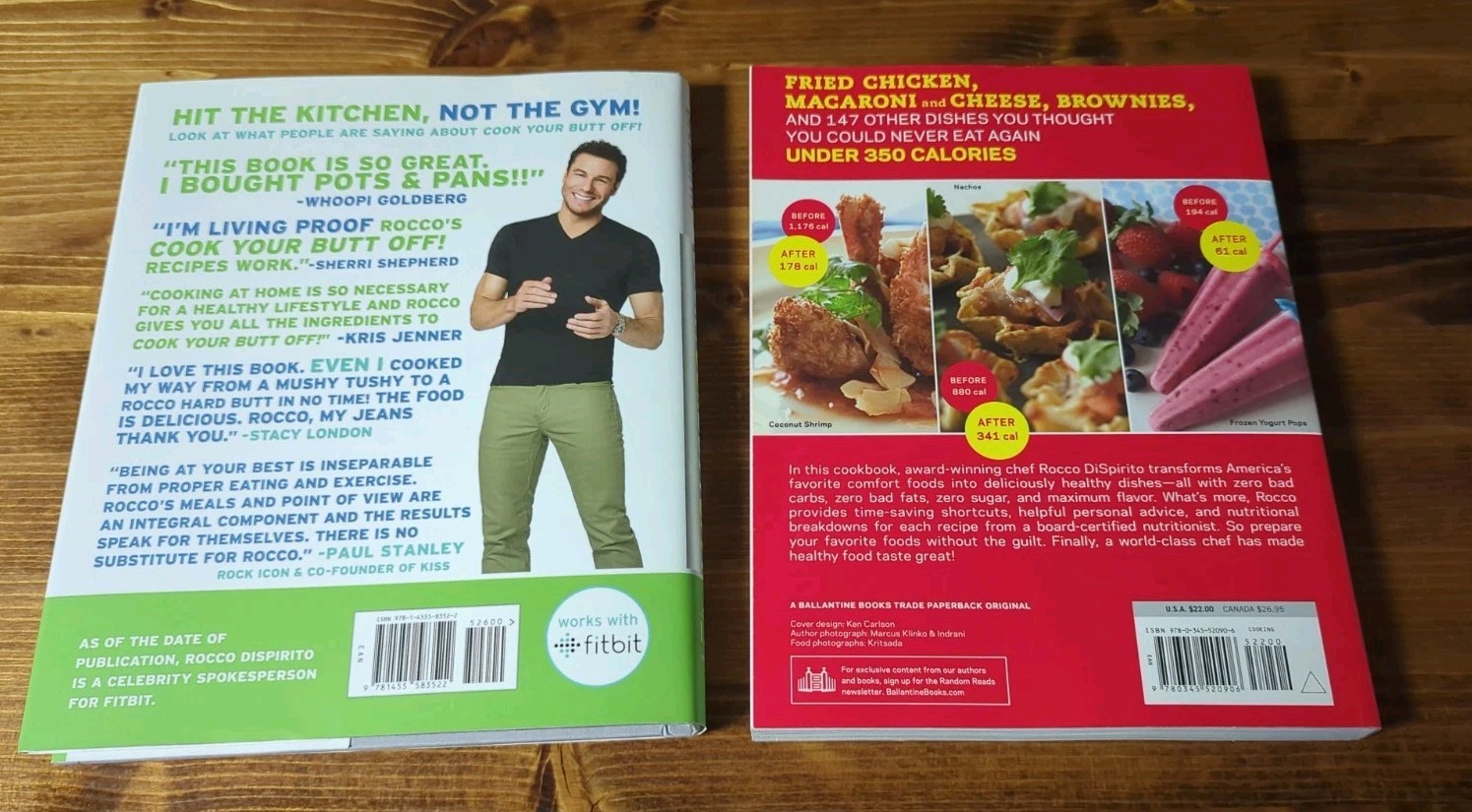 2 Book Lot Rocco Dispirito Now Eat This & Cook Your Butt Off Fitbit Cookbook