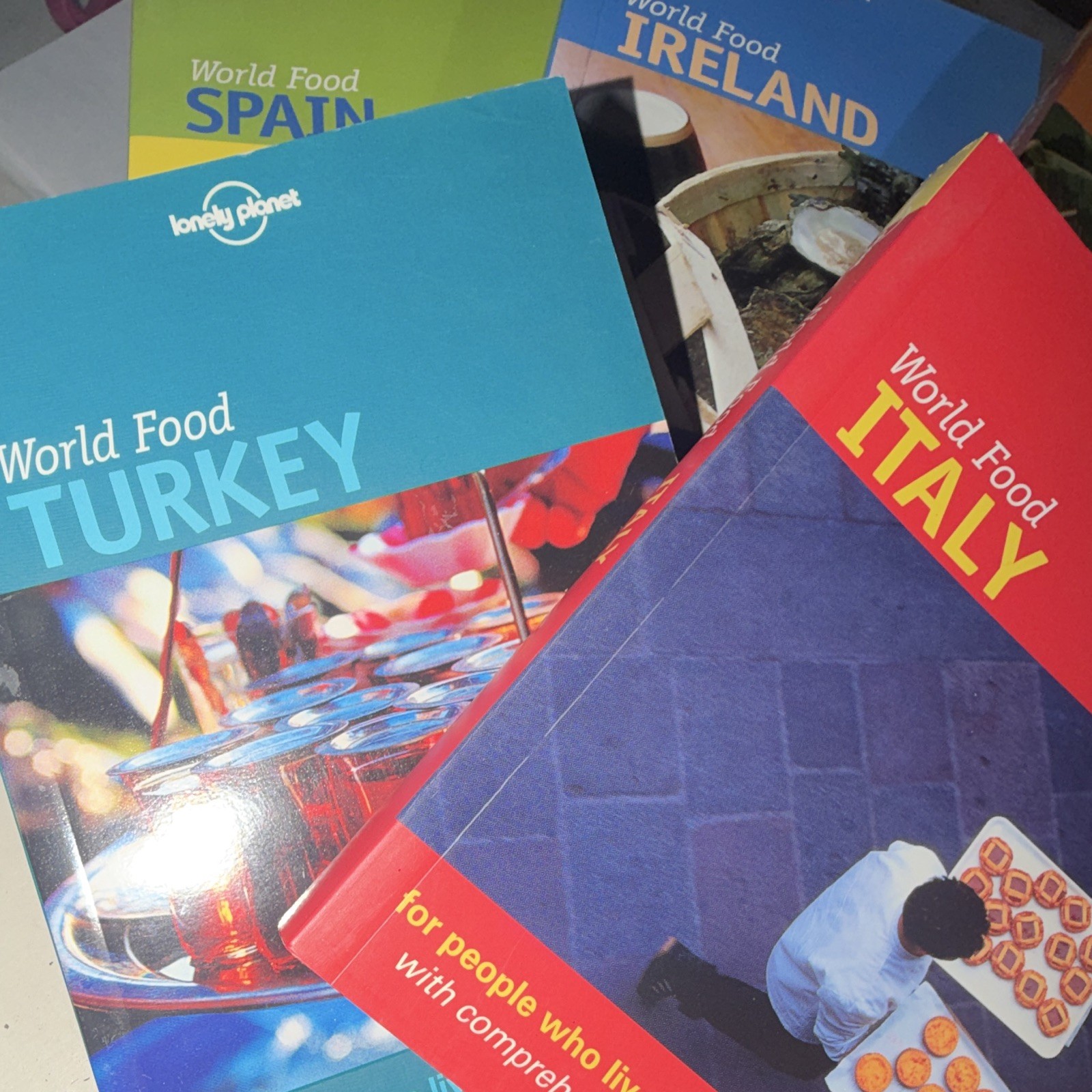 Lonely Planet World Food Lot of 5 PB Illustrated 1st Ed Italy Spain + More