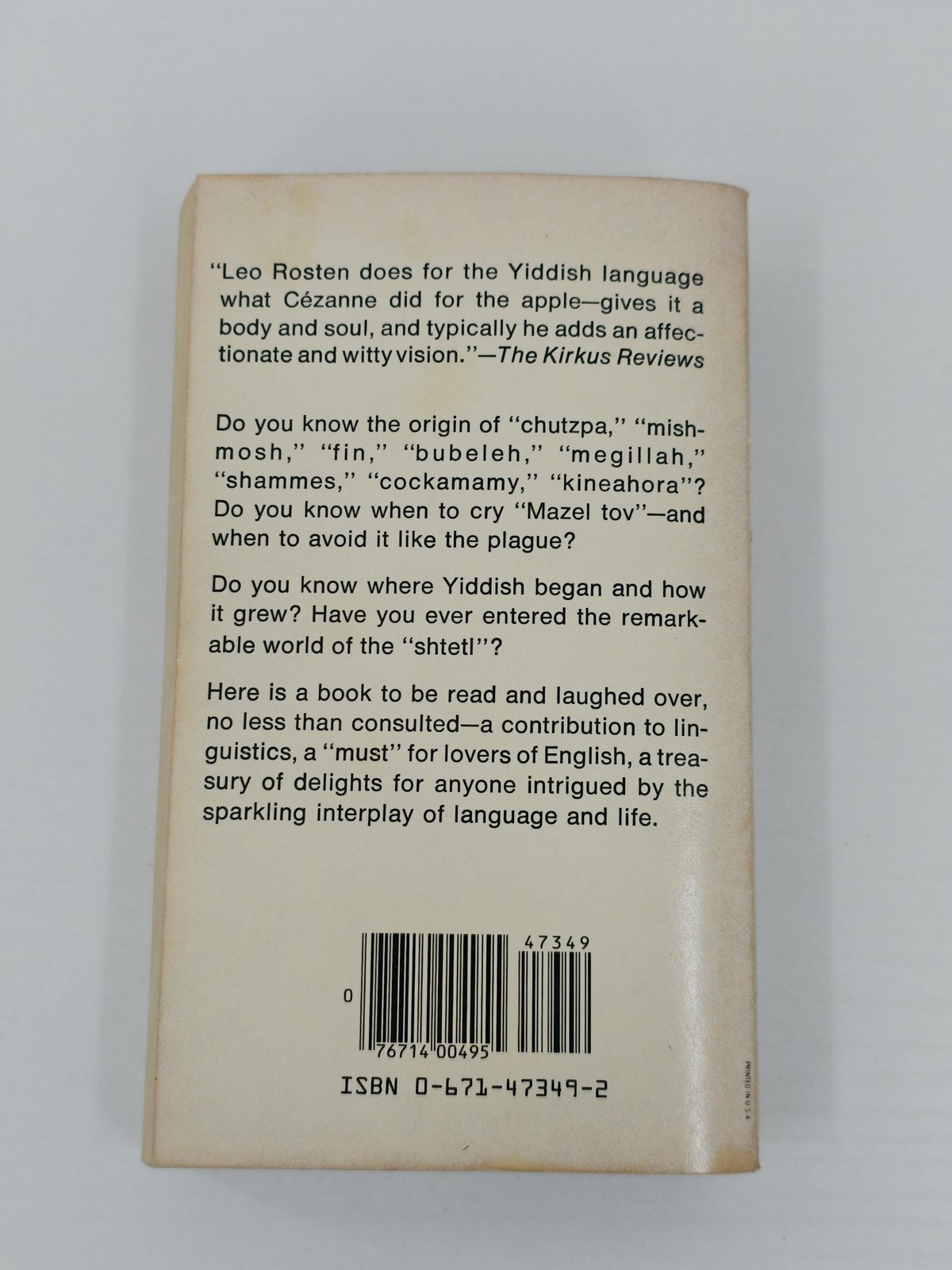 The Joys Of Yiddish Leo Rosten Washington Square Press Paperback Humor English