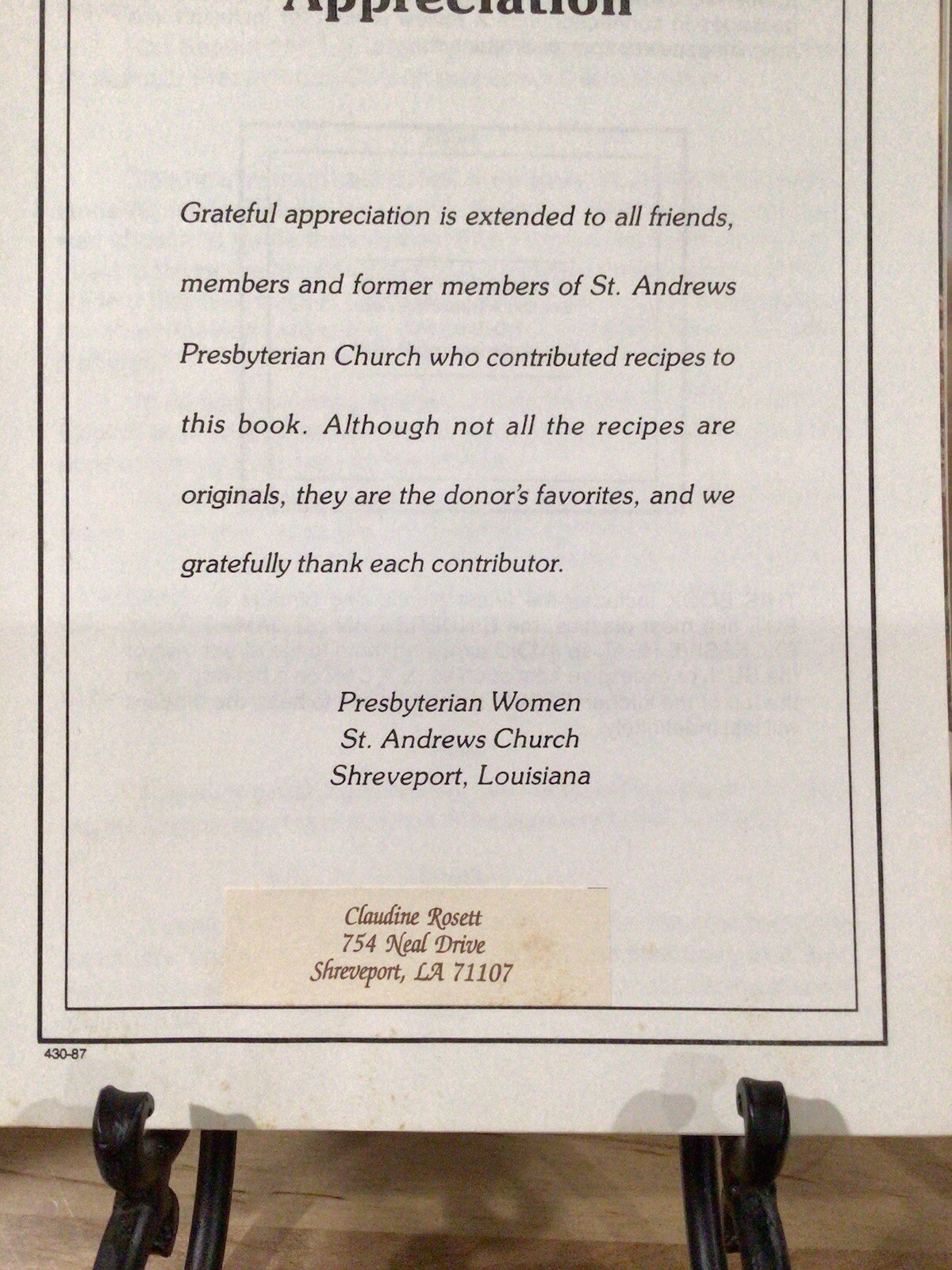 Our Favorite Recipes St Andrew’s Church Shreveport, Louisiana Cookbook 105 Pages