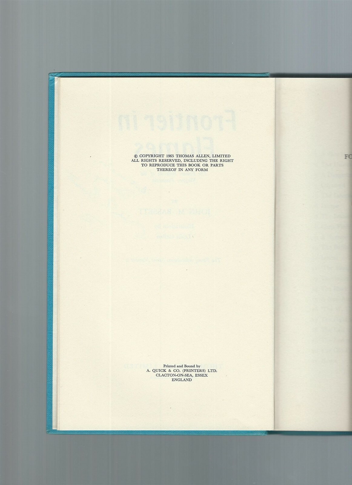 Frontier in Flames, John M. Bassett, Niagara Canada Invasion Dust Jacket, SIGNED