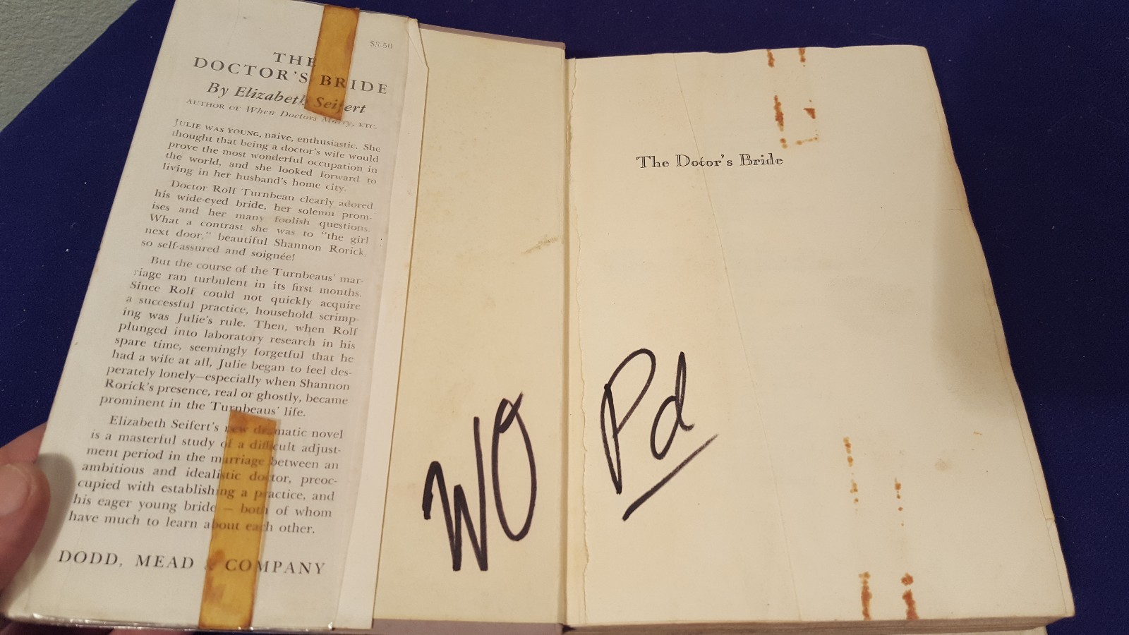1960 THE DOCTORS BRIDE Hardcover Book by ELIZABETH SEIFERT