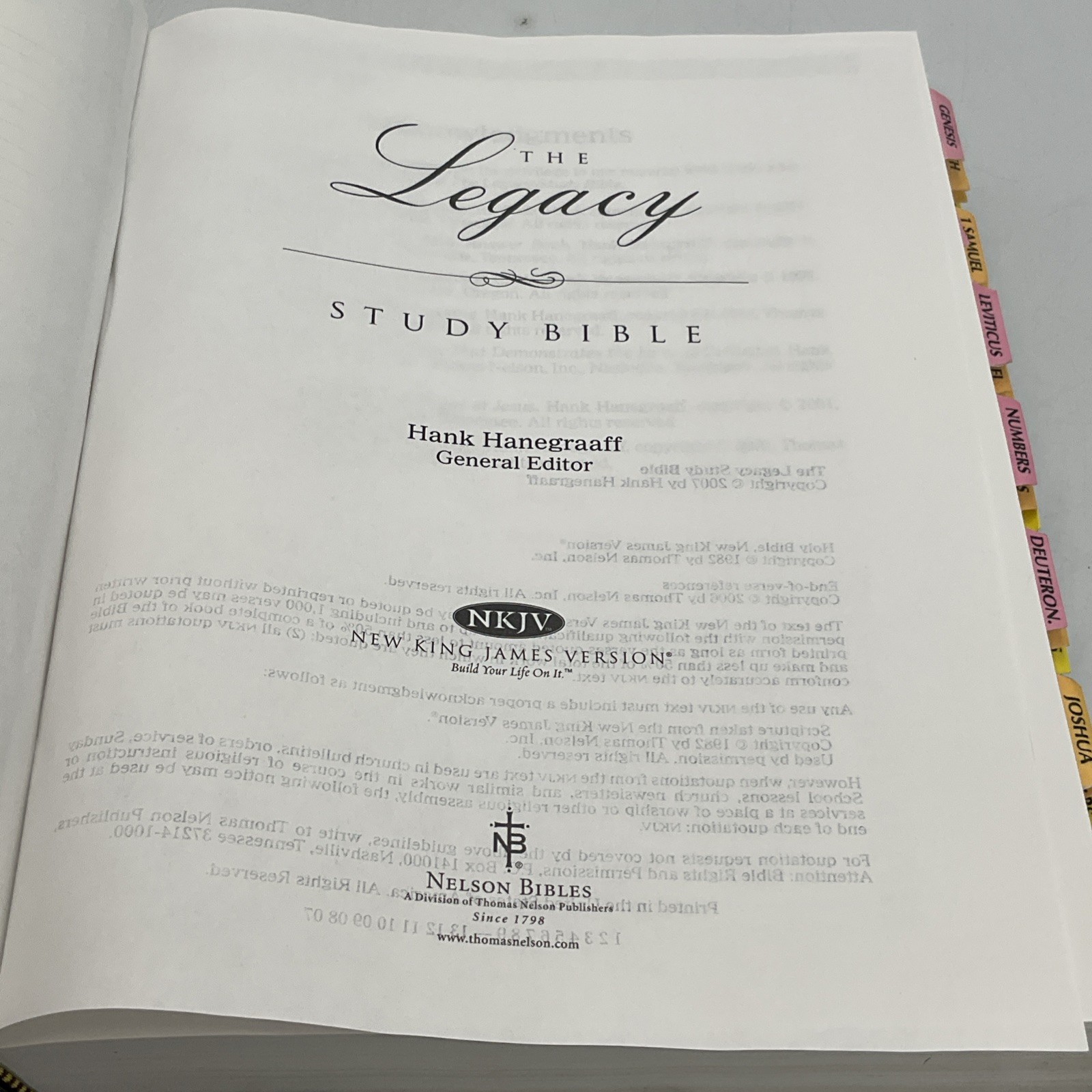 The Legacy Study Bible-NKJV by Hank Hanegraaff General Editor, Hardcover DJ 2007