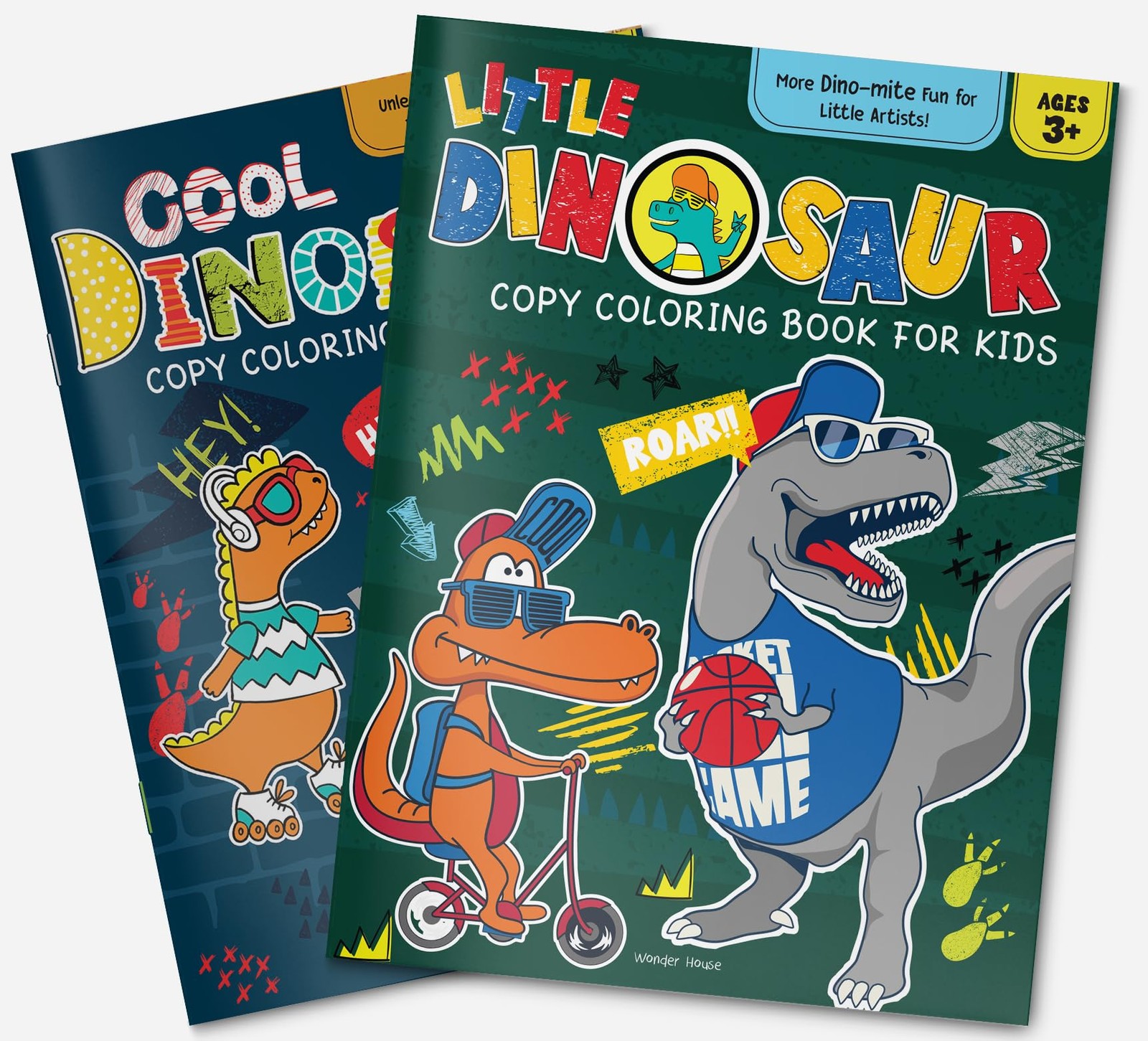 Little Dinosaur Copy Coloring Book For Kids Teal/Turquoise green