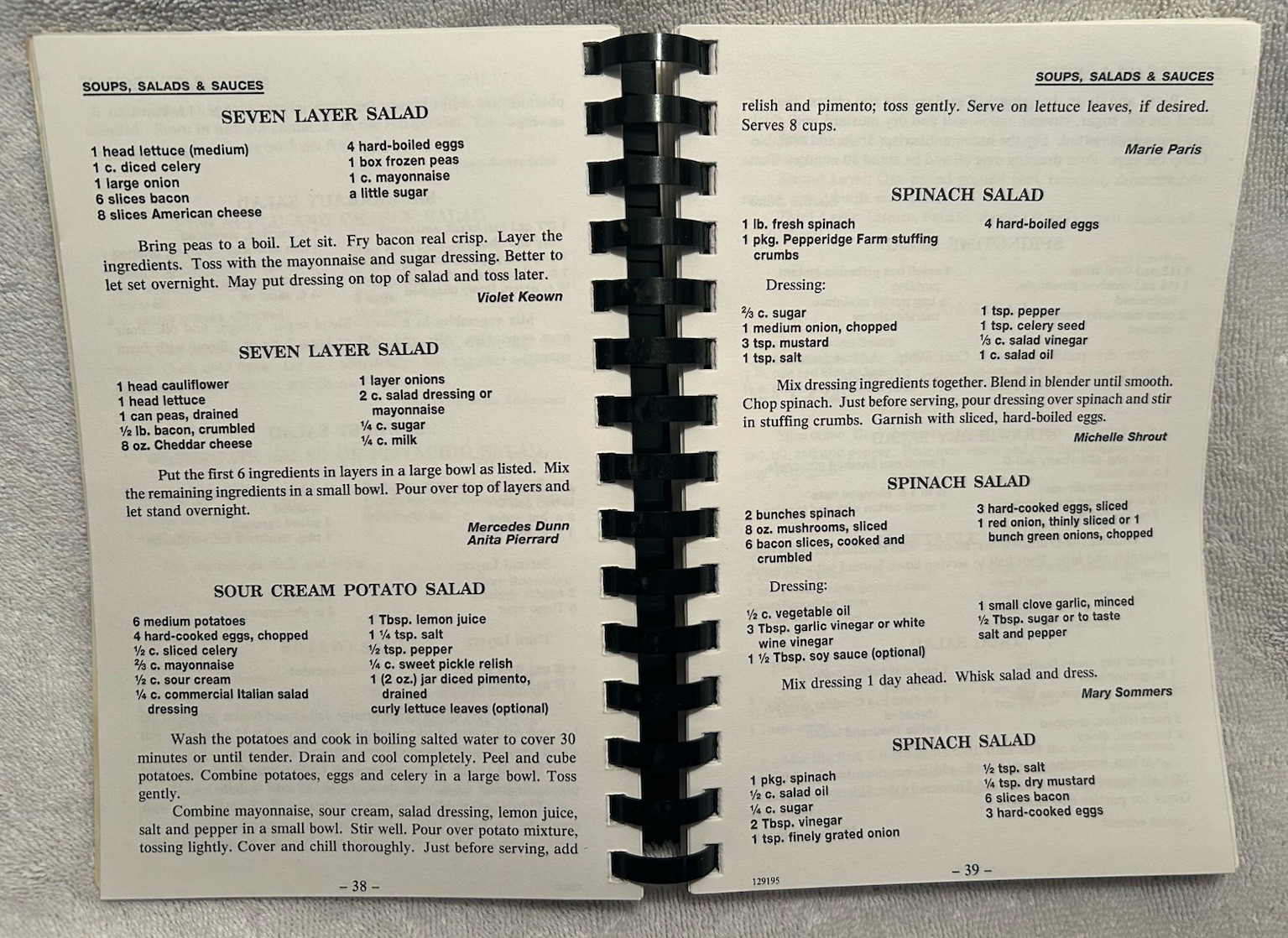Vtg. Cookbook A Taste Of Perry County IN 212 Pages Of Recipes With Index