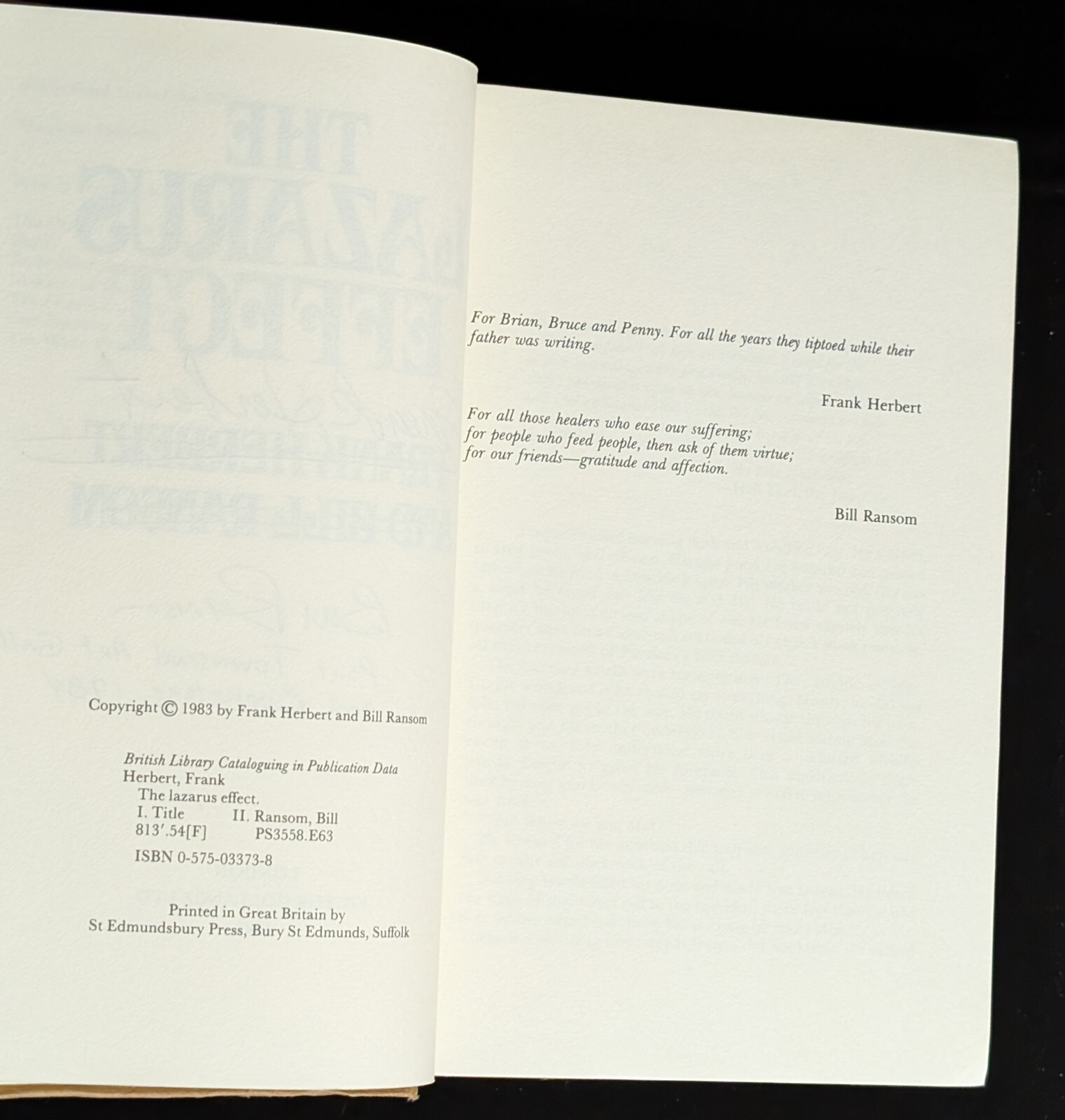 The Lazarus Effect SIGNED AUTOGRAPHED by BOTH Frank Herbert Bill Ransom RARE UK