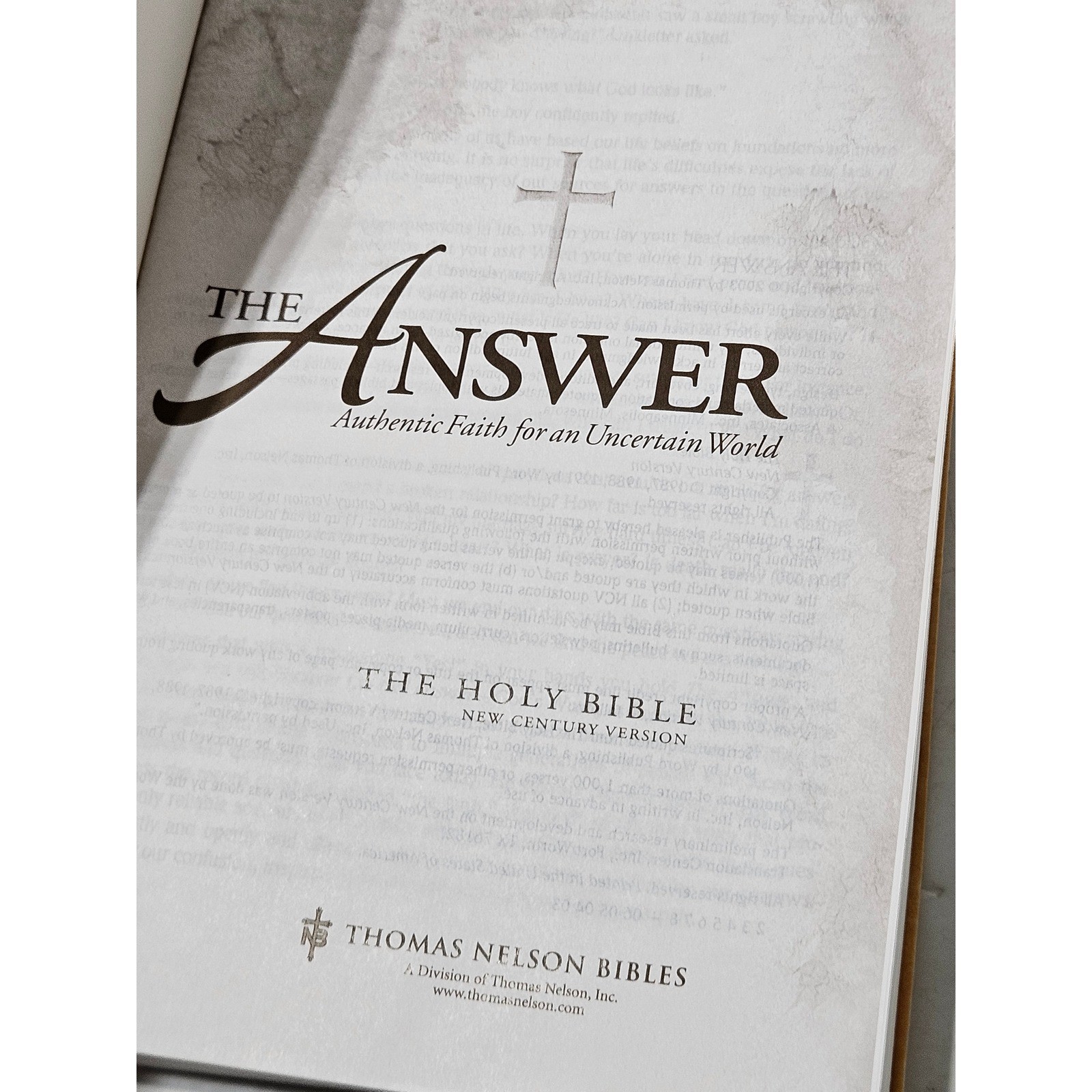 The Answer Authentic Faith for an Uncertain World The New Century Holy Bible
