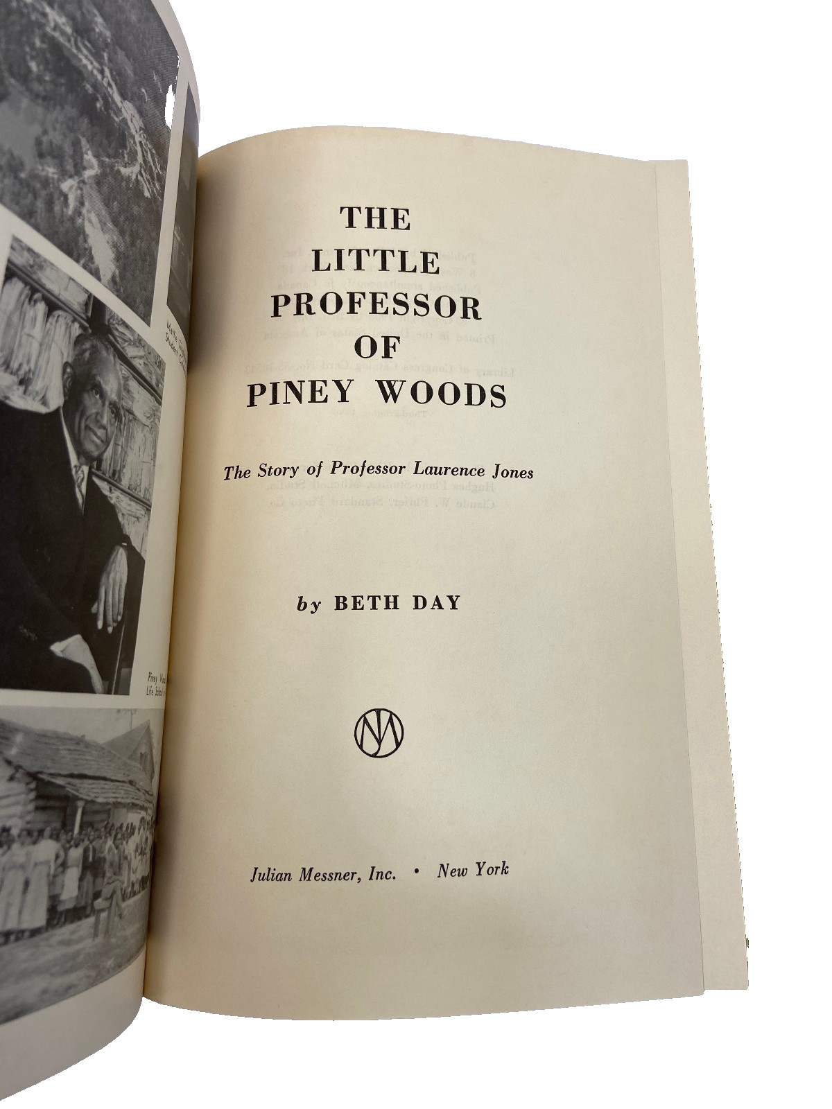 The Little Professor of Piney Woods by Beth Day HC, 1955 DJ Laurence Jones