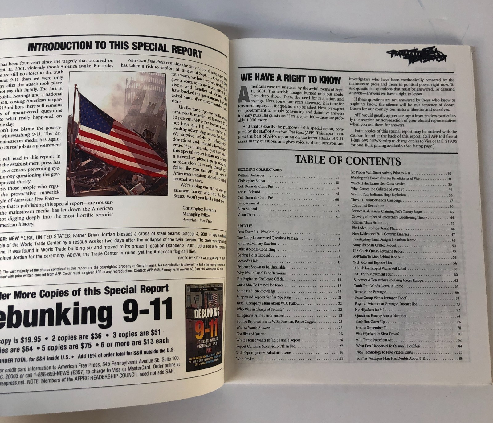 Debunking 9-11 100 Unanswered Questions Sept. 11 American Free Press Paperback