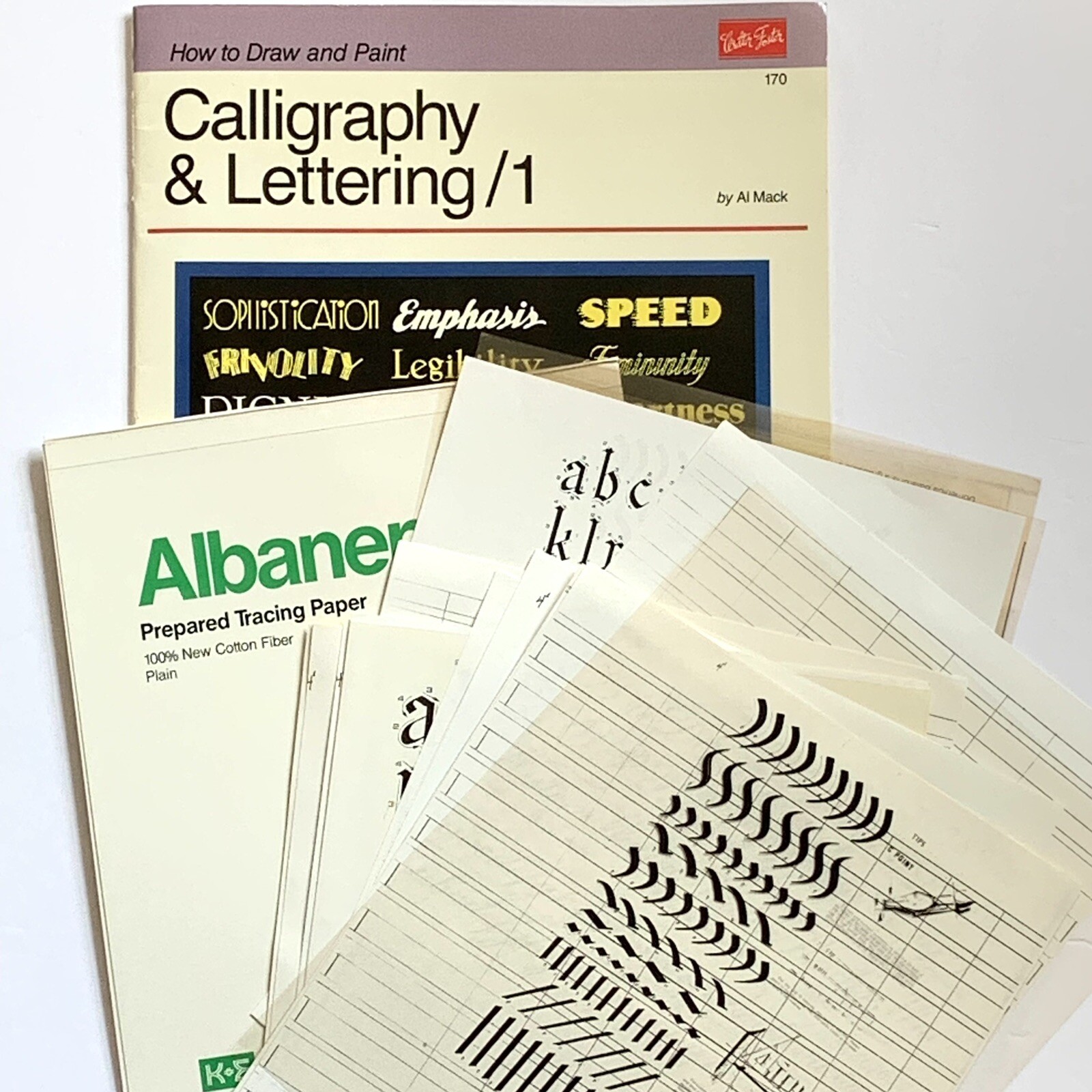 Vintage How To Draw Calligraphy & Lettering/1 1989 by Al Mack 31 Pages Bonus