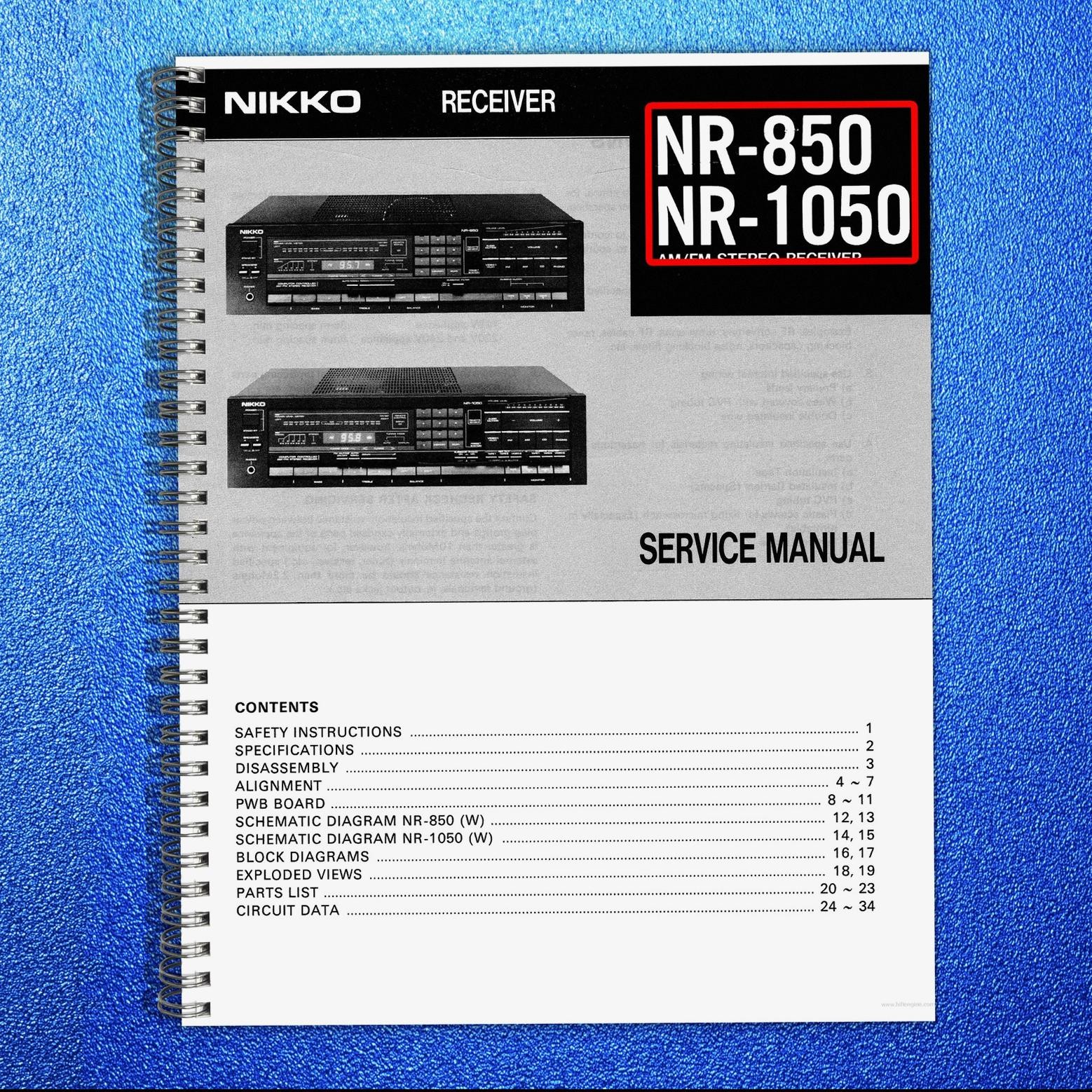 NIKKO NR-850 NR-1050 AM FM Stereo Receiver Service Manual , FOLDOUTS