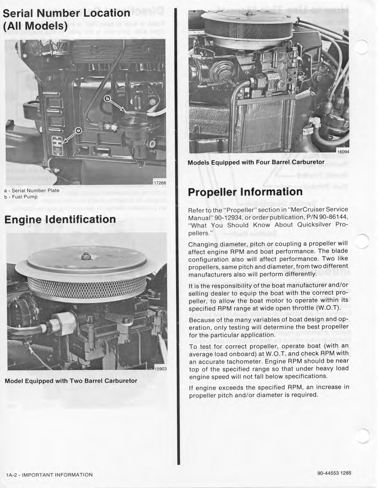 MERCURY Mercruiser NO. 8 SERVICE MANUAL Marine 4 CYL, BINDER, TOUGH FRONT & BACK