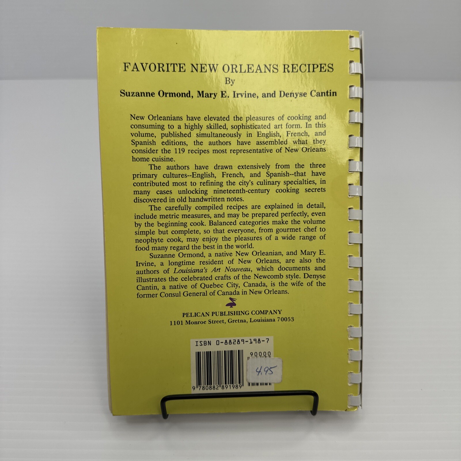 Favorite New Orleans Recipes 1989 Spiral Bound Louisiana New Orleans Cookbook