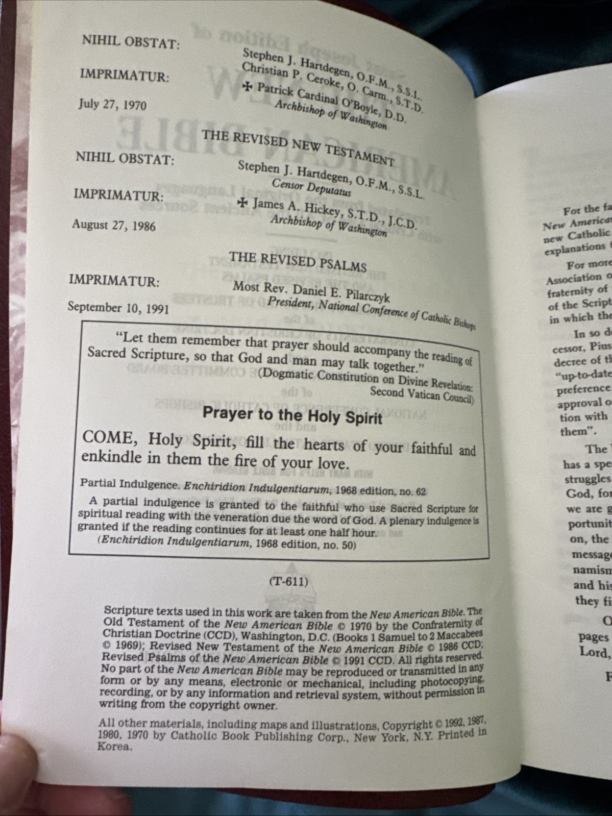 The New American Bible Saint Joseph Edition, Large Type, Illustrated 1992