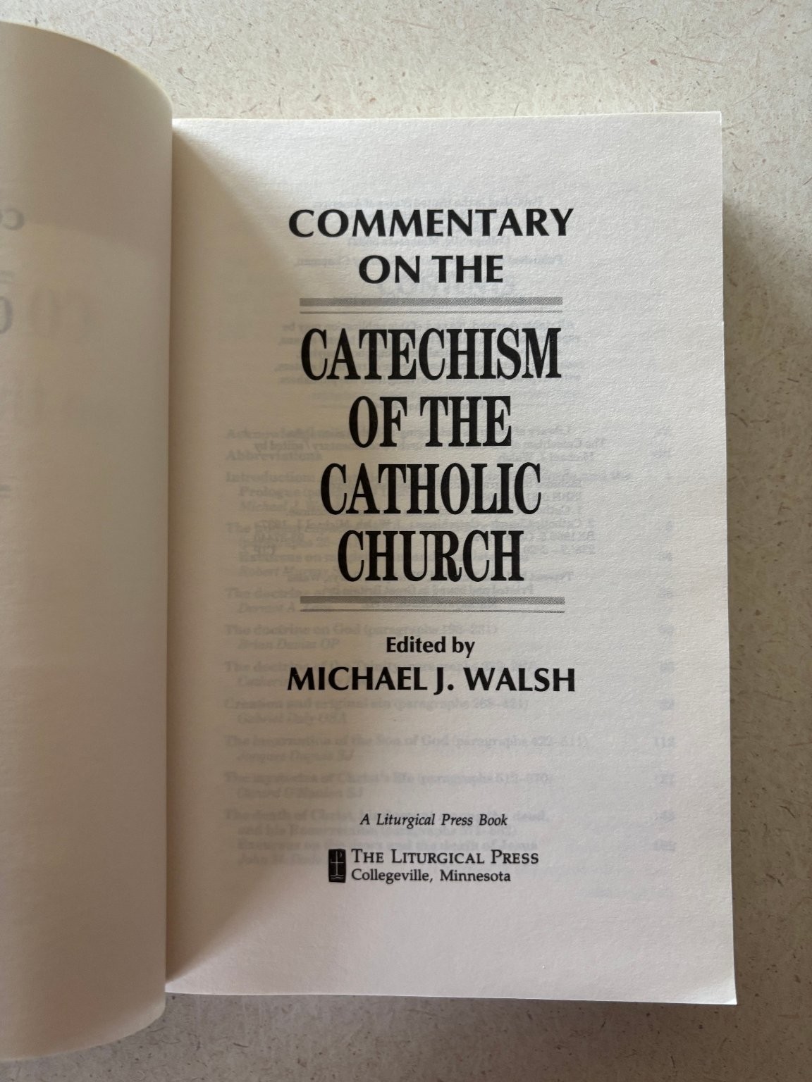 Commentary on the Catechism of the Catholic Church Walsh 1994 Liturgical Press