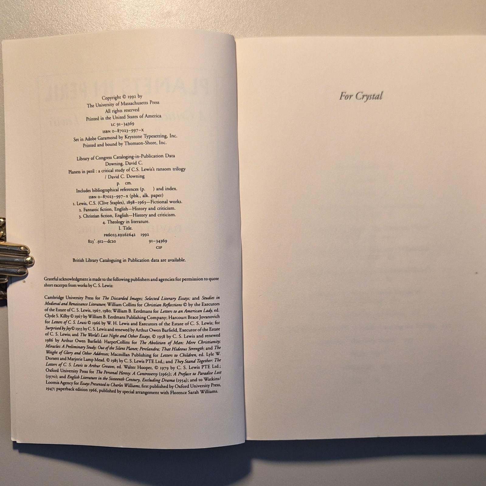 Planets in Peril A Critical Study of C S Lewis’s Ransom Trilogy David C. Downing
