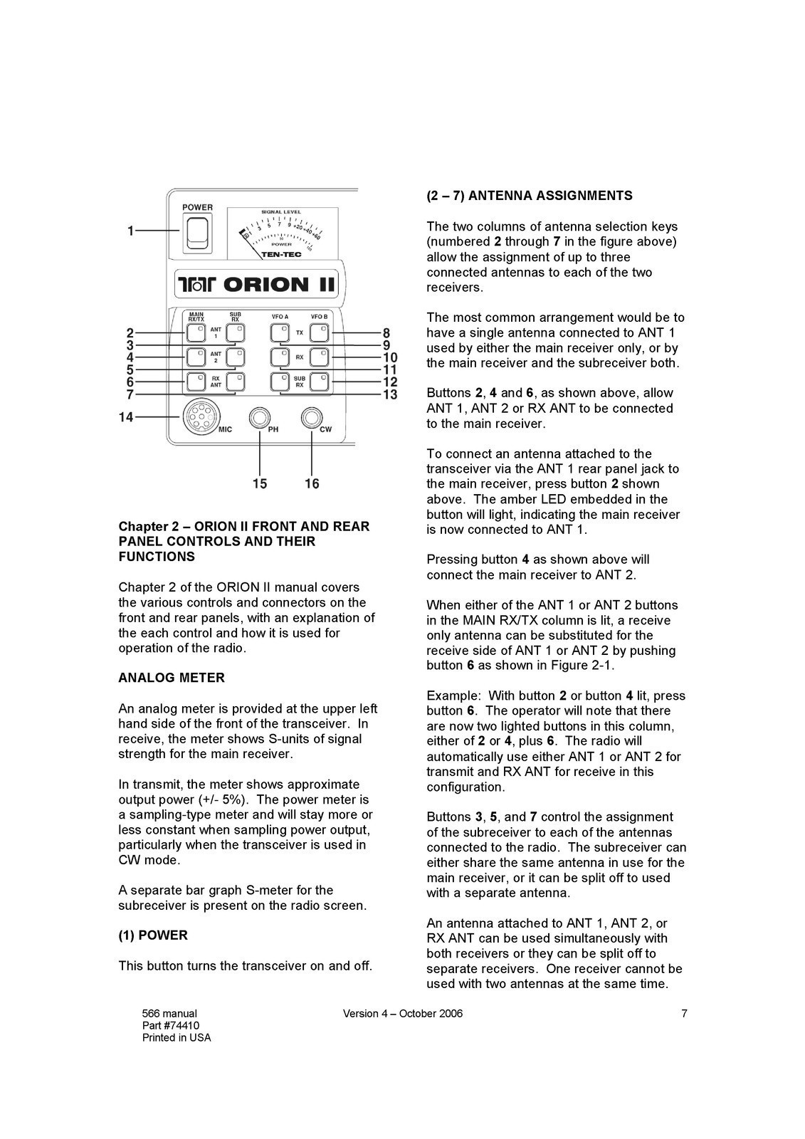 TEN TEC Orion 2 Model 566 Radio Transceiver Operators Manual – WIRE CLOSURE