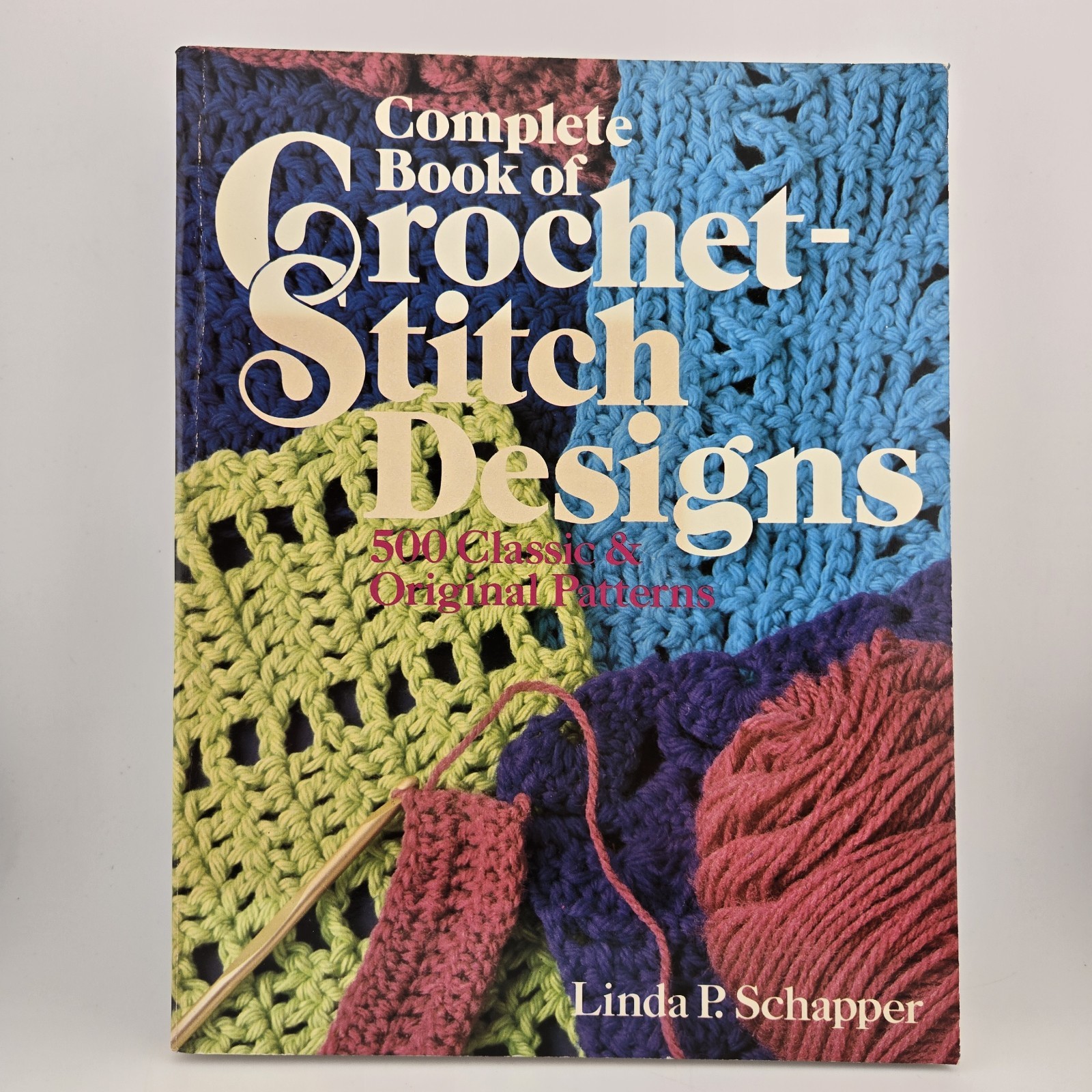Lot of 2 Crochet Books by Linda P Schapper 1985 & 1987 Stitch Designs, Blocks