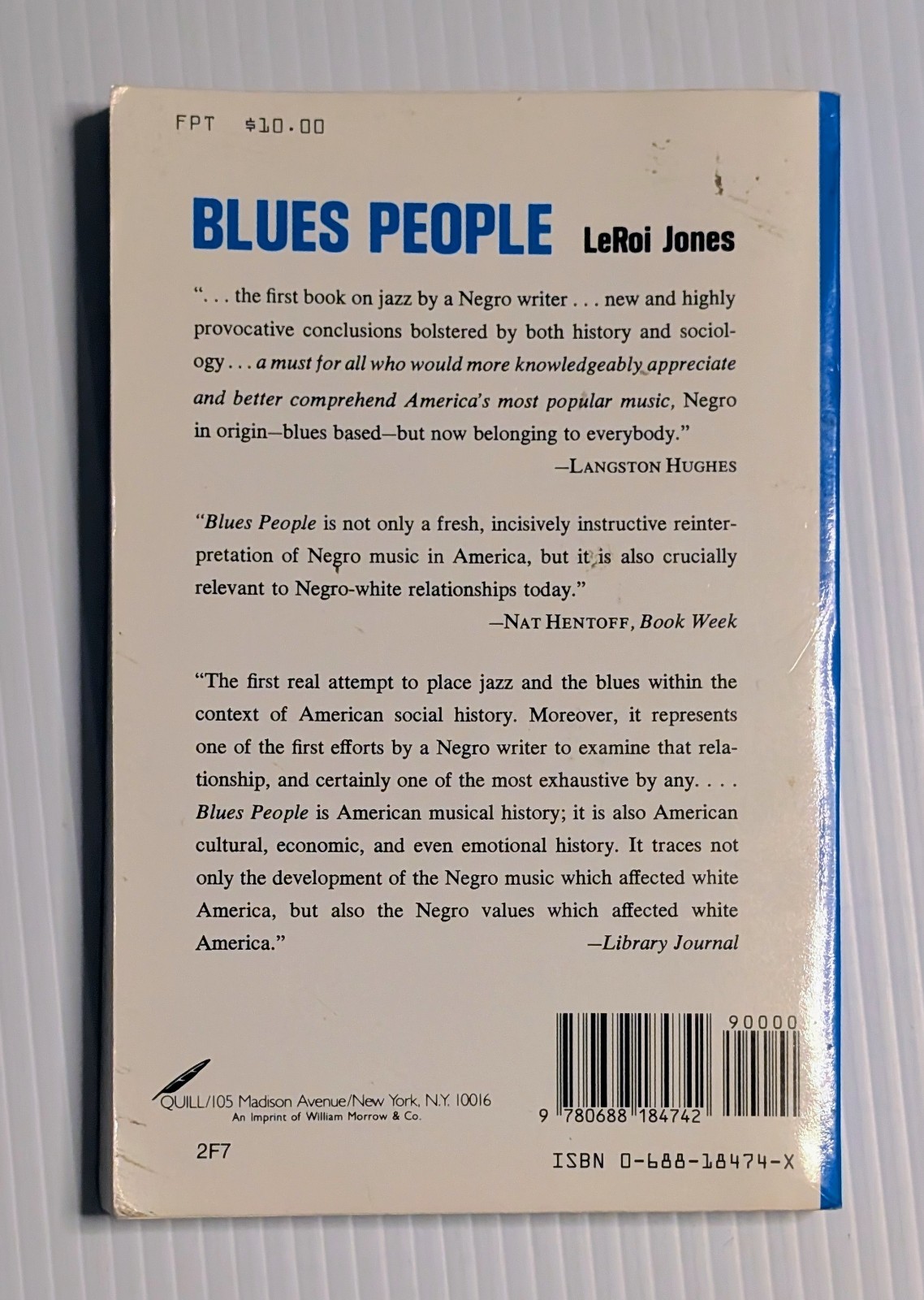 BLUES PEOPLE LeRoi Jones AKA Amiri Baraka 1963 Black History Jazz Music Culture