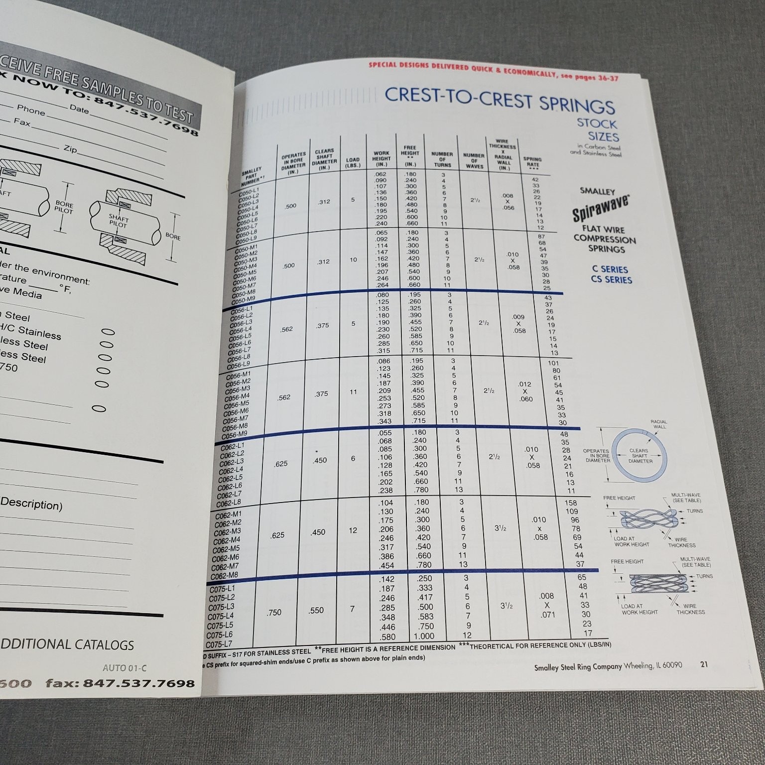 Smalley Engineering Parts Catalog 2001 SpiraWave Flat Wire Compression Springs
