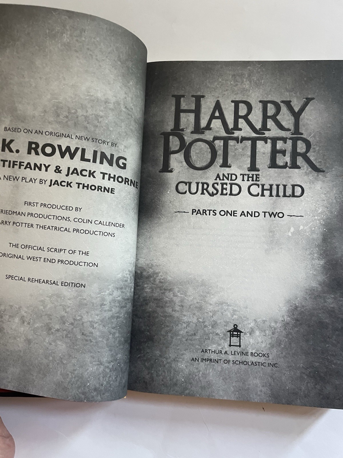 Harry Potter and the Cursed Child Parts One And Two First Edition 2016