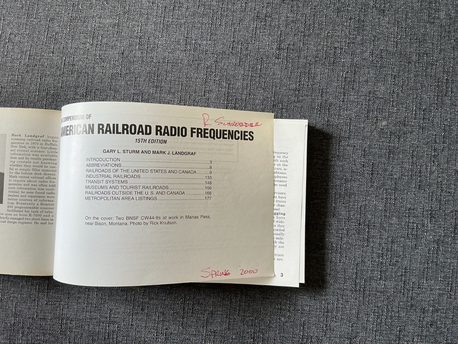 Compendium of Railroad Radio Frequencies Sturm Landgraf 1999 15th Ed Kalmbach