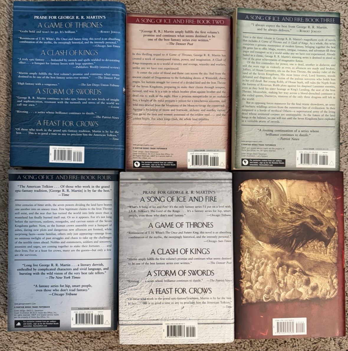 George R R Martin Game of Thrones Book Lot of 6 Books 3 Hardcover Fire & Blood