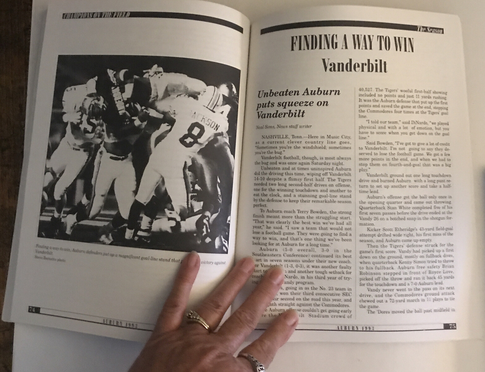 Champions on the Field: Undefeated Season Lauches Bowden Era 127 Pages 1993. B30