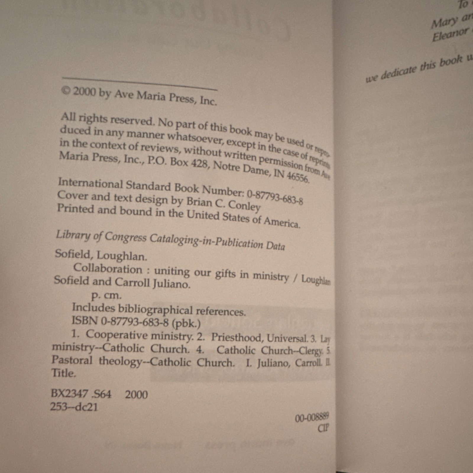 Collaboration Uniting Our Gifts by Sofield Juliano Paperback Ave Maria Press Re…