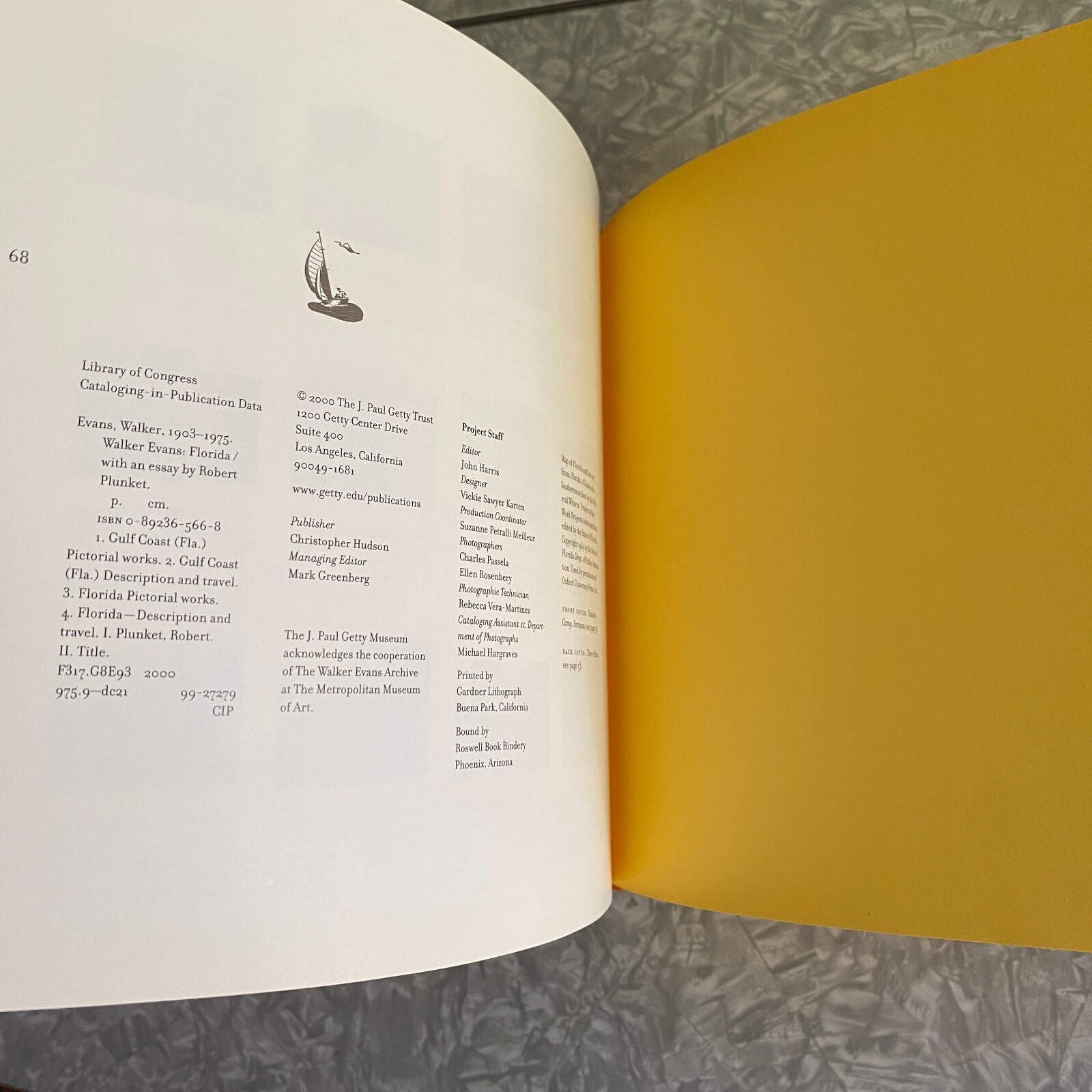 Walker Evans Florida HC Essay by Robert Plunket Getty Museum w/ Dustjacket 2000