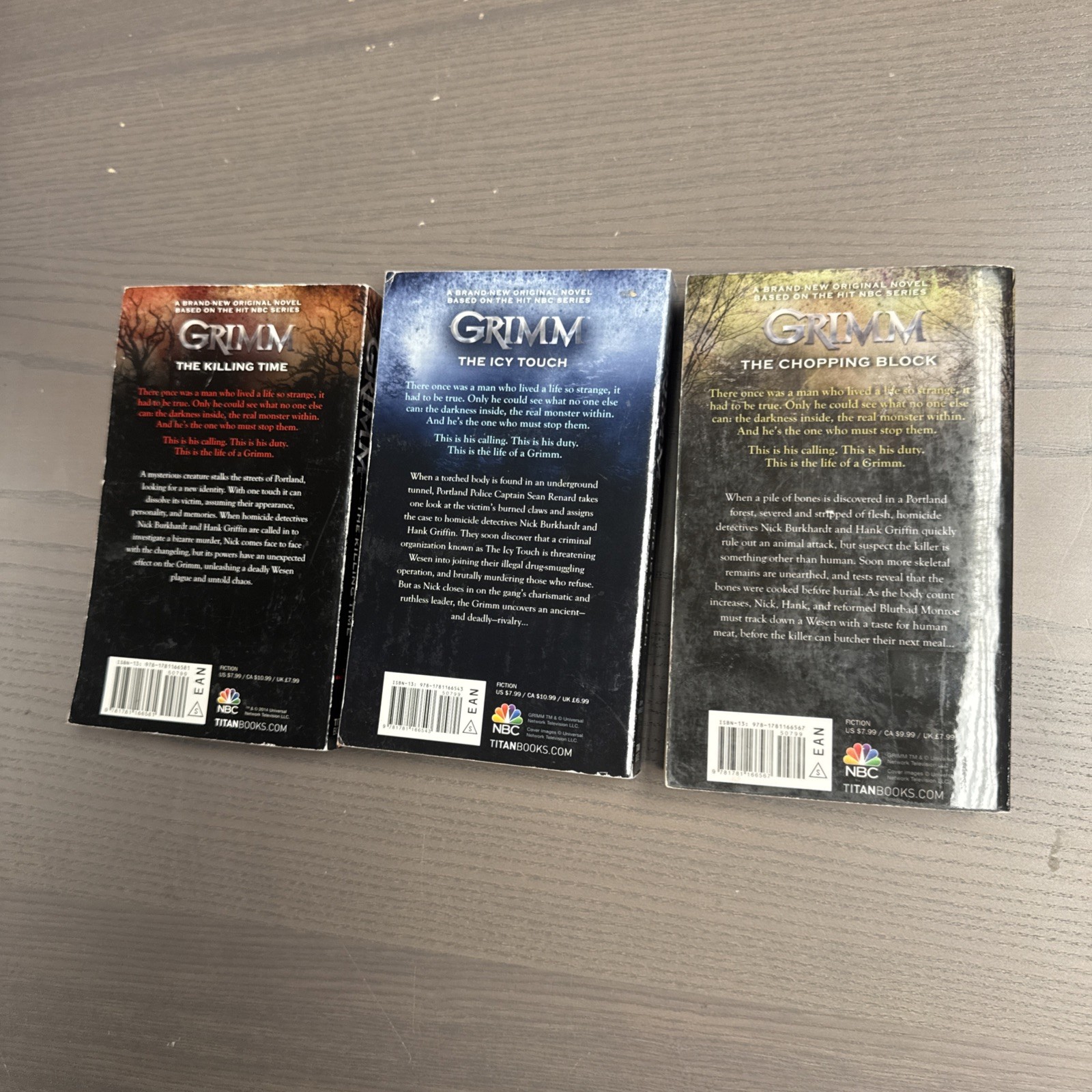 Grimm Complete 3-Book Series Set RARE NBC TV Show Icy Touch, Chopping PB Used