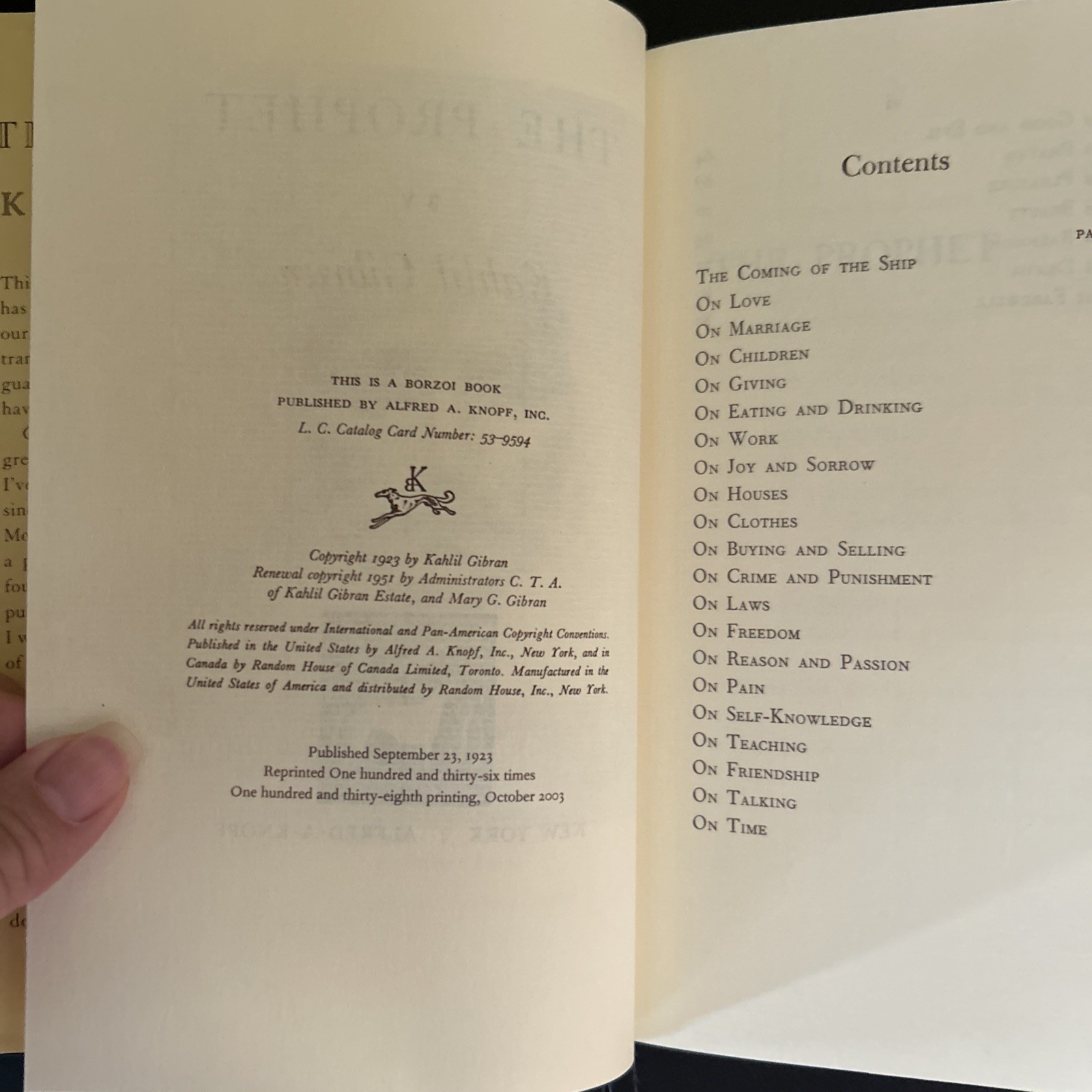 The Prophet (A Borzoi Book) Hardcover – 1923 by Kahlil Gibran 2003