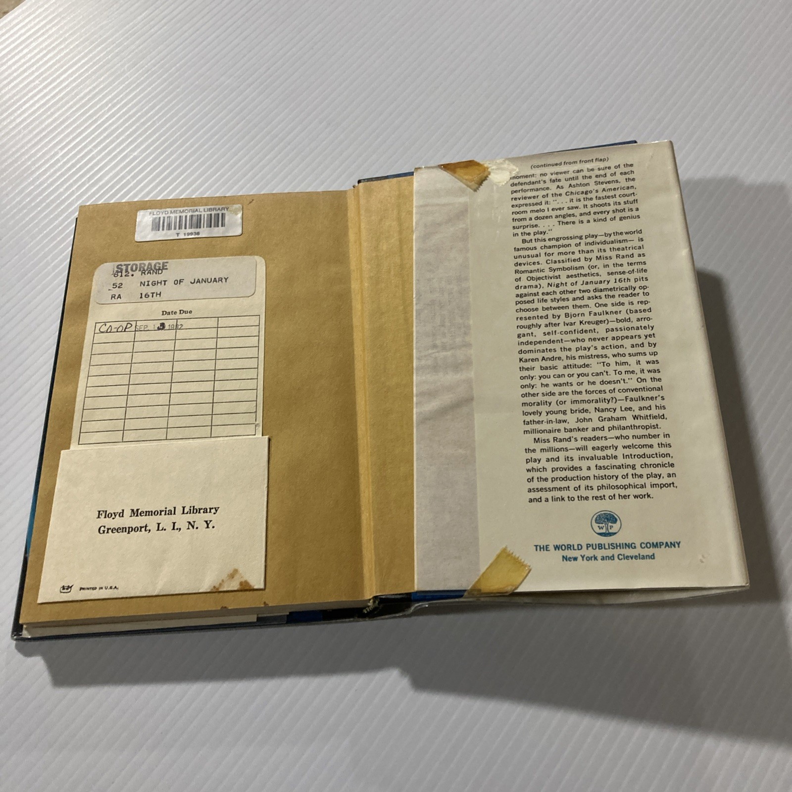Night of January 16th : A Play by Ayn Rand (1st Edition /Printing HCDJ 1968)