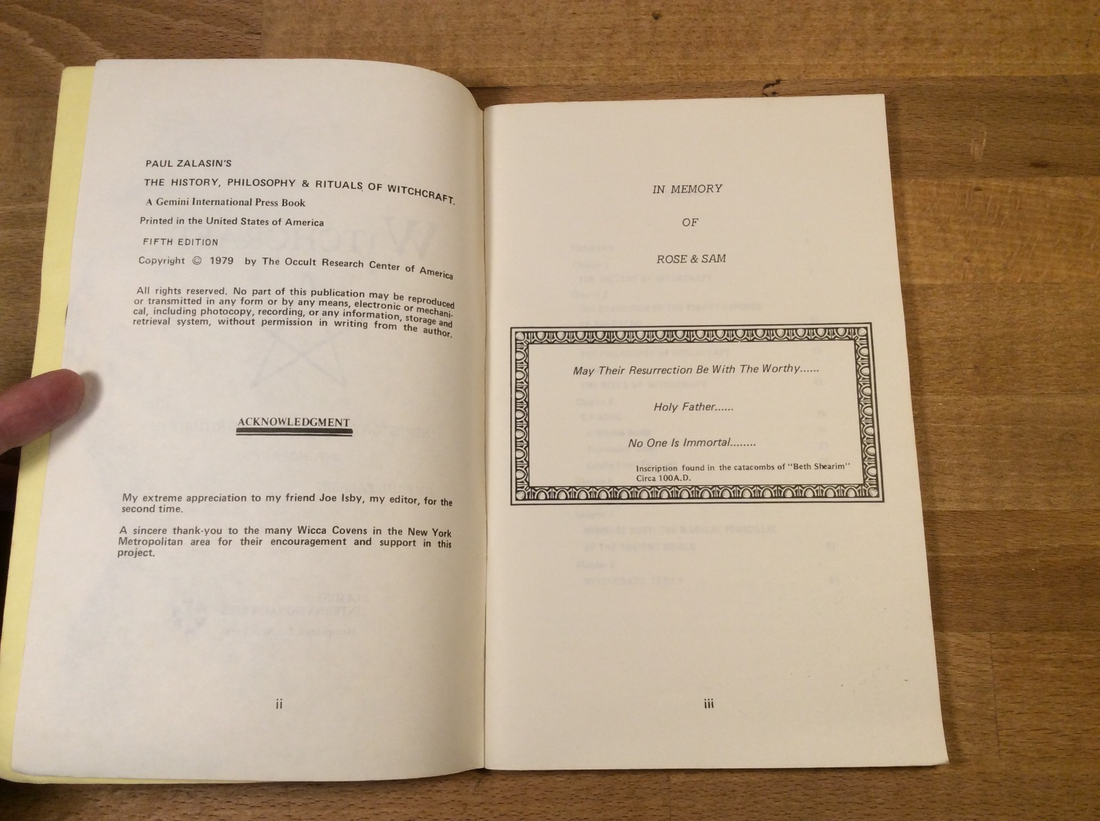 Witchcraft: History, Philosophy, Rituals, Paul Zalasin, 1979 Paperback, 5th Ed.