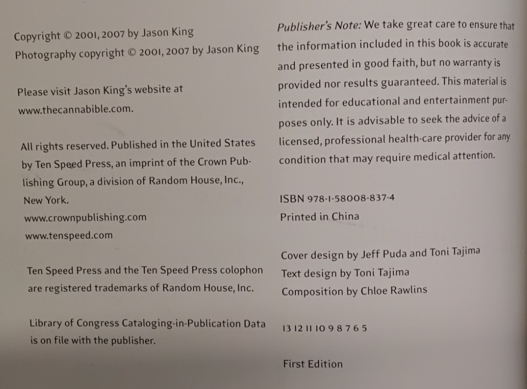 The Cannabible Collection by Jason King Ten Speed Press #B1171