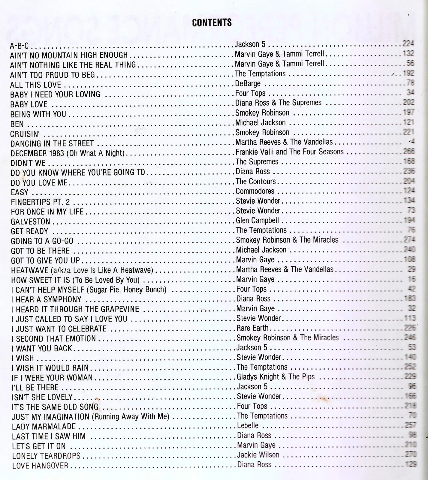 MILLION Performance Songs from Motown’s Jobete Stone Diamond & Stone Agate Music