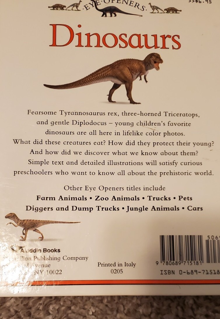 Lot Of 4 Children’s Dinosaur Picture Books Educational Fold Out Flaps 1 Vintage