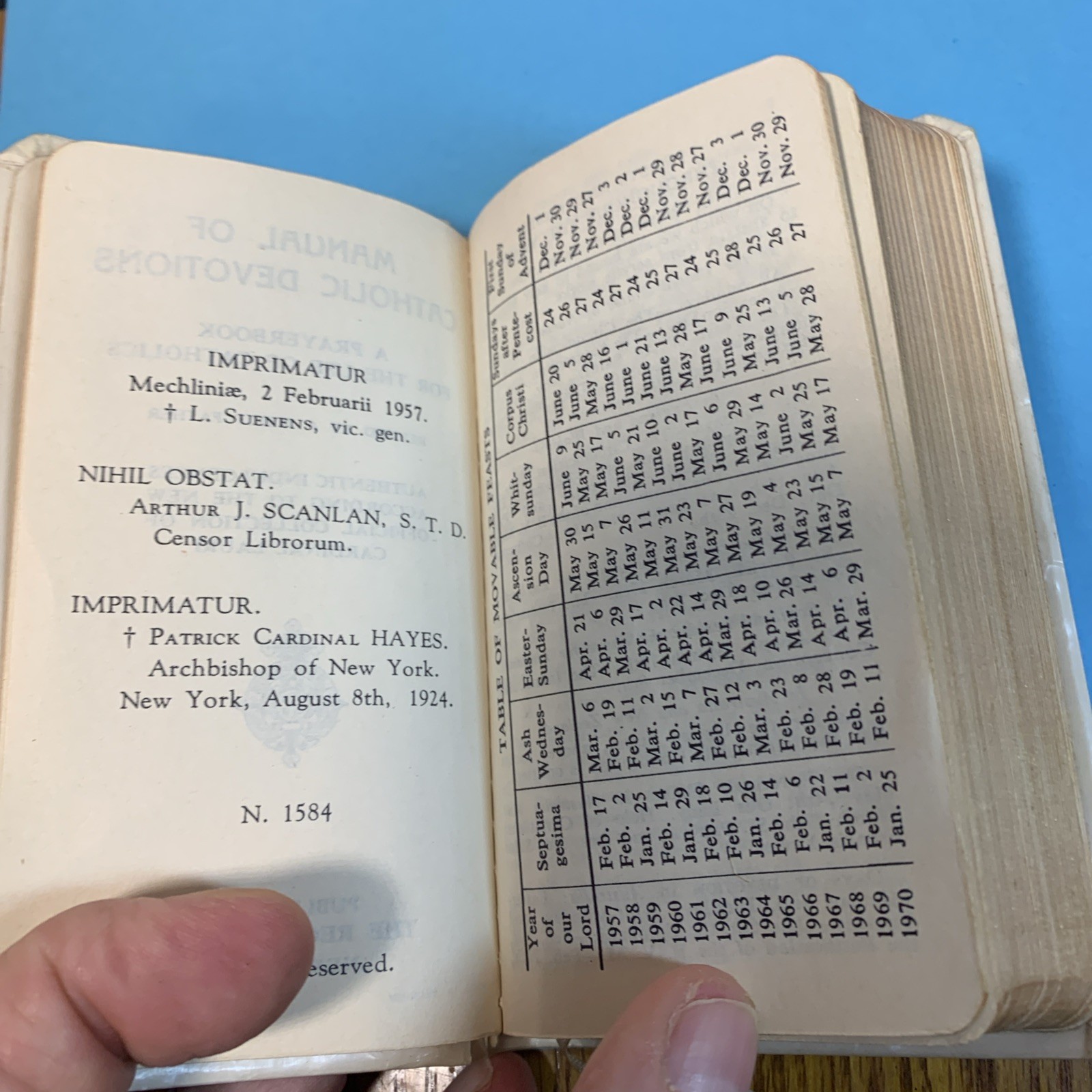 Vintage Mother of Pearl “Manual of Catholic Devotions”Regina Press 1957.