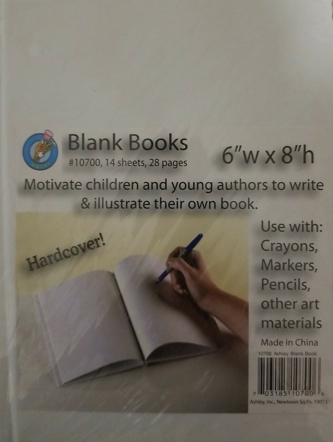 Ashley Hardcover Blank Book – 28 Pages – Plain – White Cover – 1each