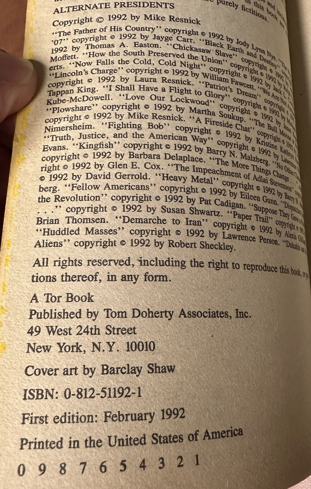 ALTERNATE PRESIDENTS and ALTERNATE OUTLAWS; editor: Mike Resnick, Used, Paper
