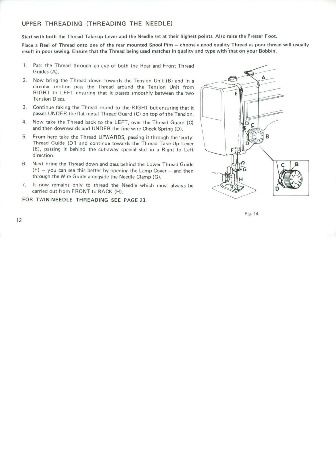 ALFA 1050 Automatic Free-Arm Sewing Machine Instruction Manual – WIRE BINDING