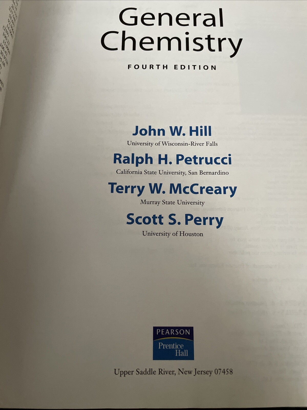 General Chemistry Fourth Edition Text Book Only