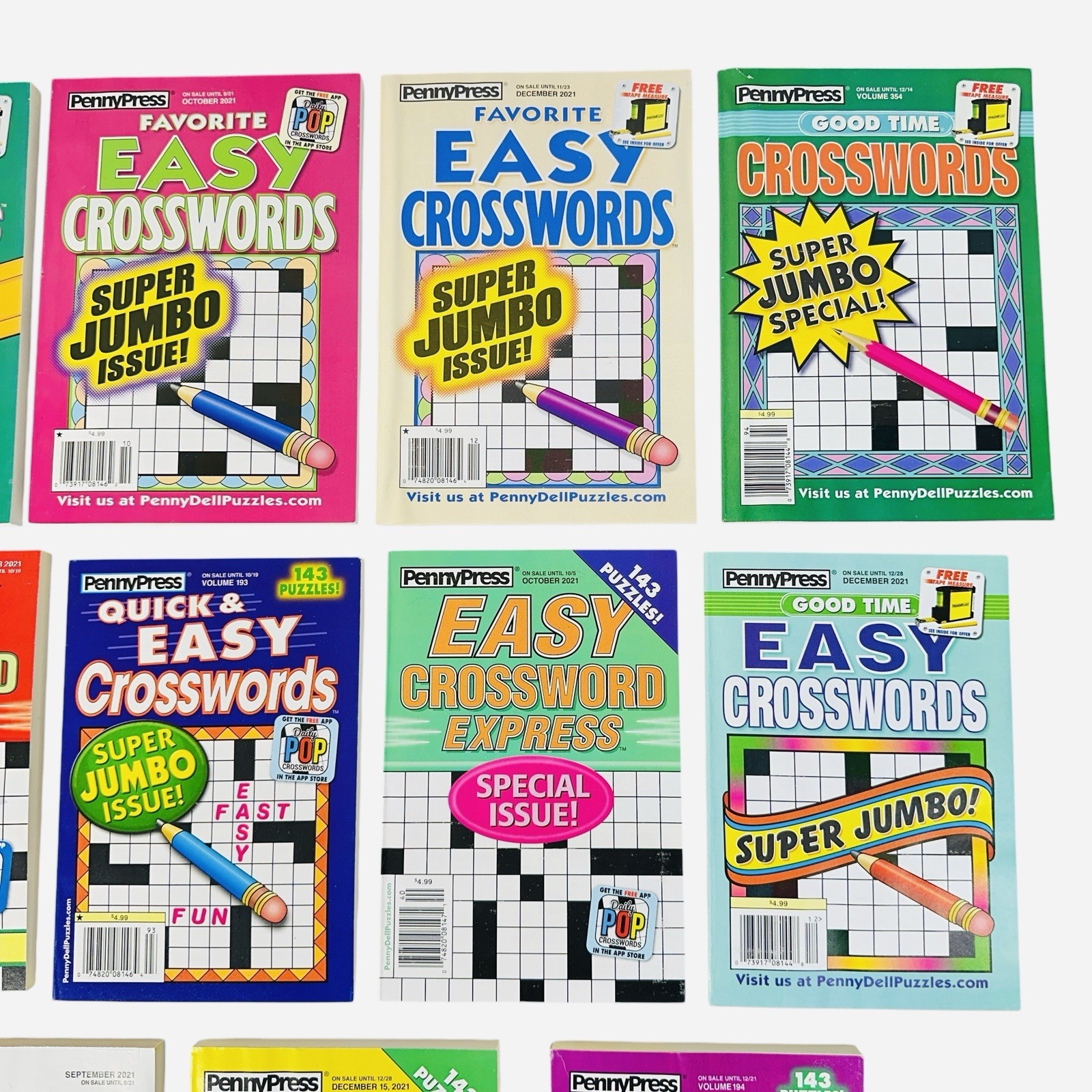 Lot of 14 PennyPress Variety Crossword Puzzle Games Books Good Time Fast Jumbo