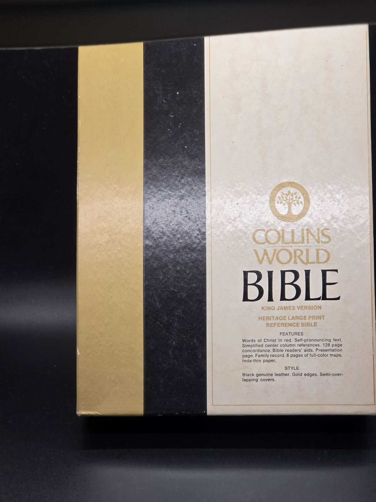 Collins World Genuine Leather Bible KJV Large Print Red Letter Reference 956C